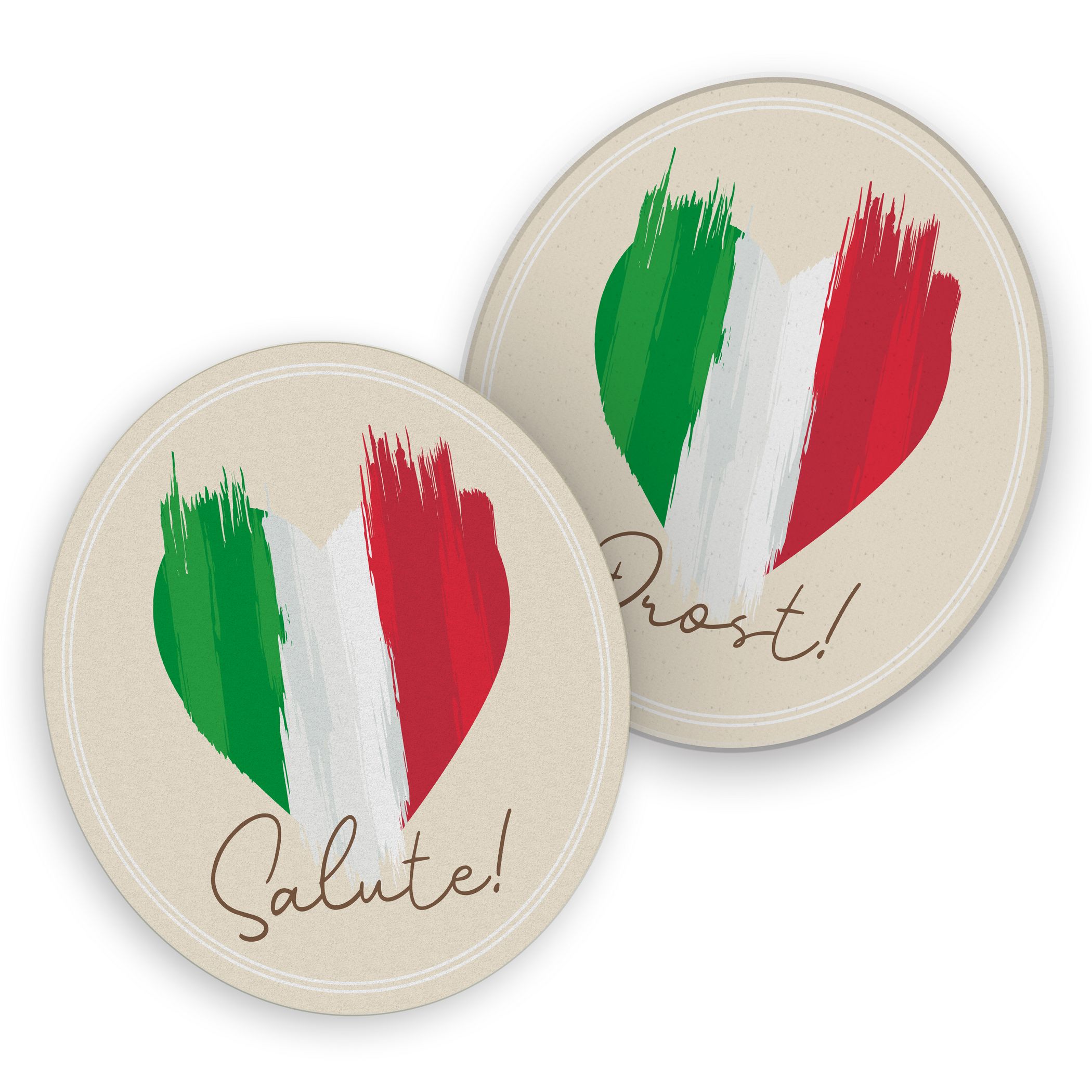itenga 40x Bierdeckel Untersetzer Herz Flagge ITALIEN