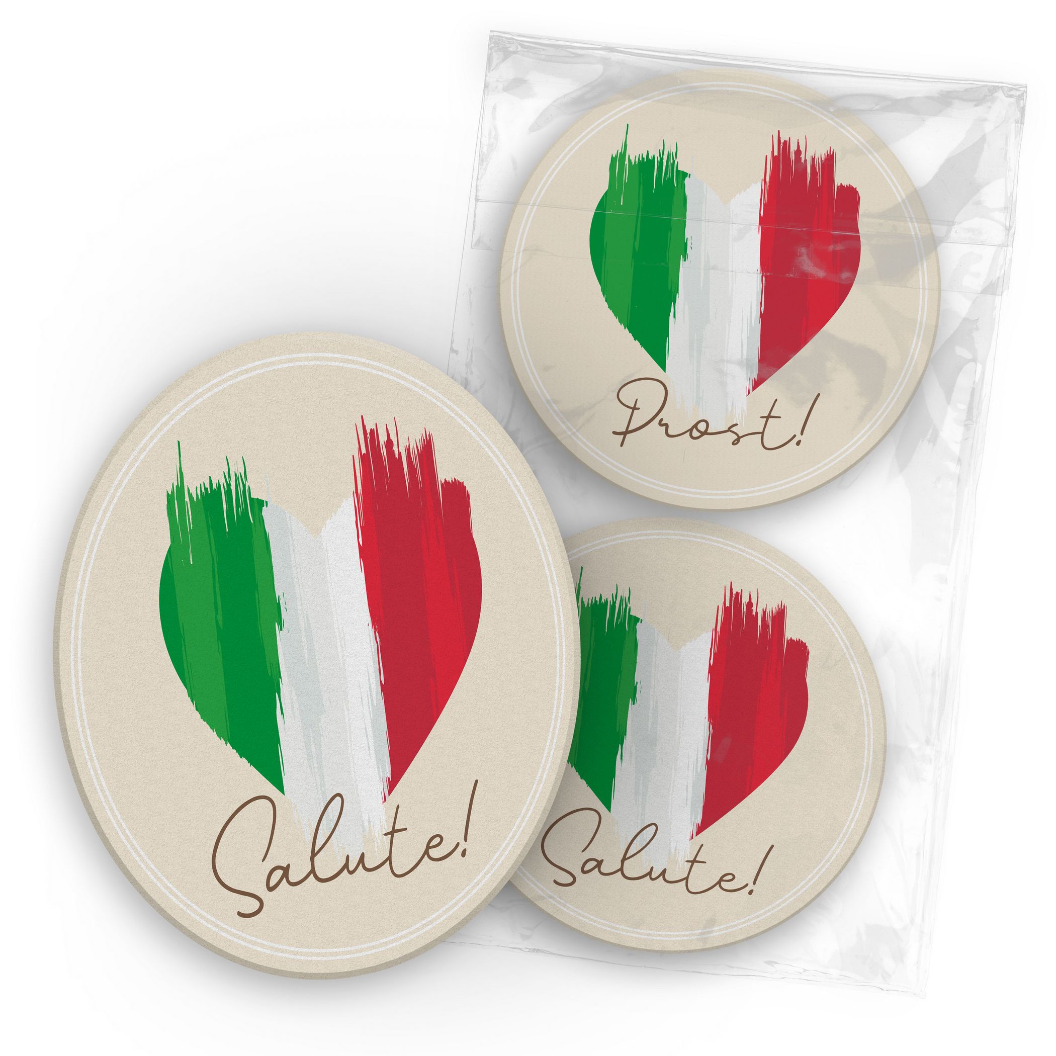 itenga 40x Bierdeckel Untersetzer Herz Flagge ITALIEN