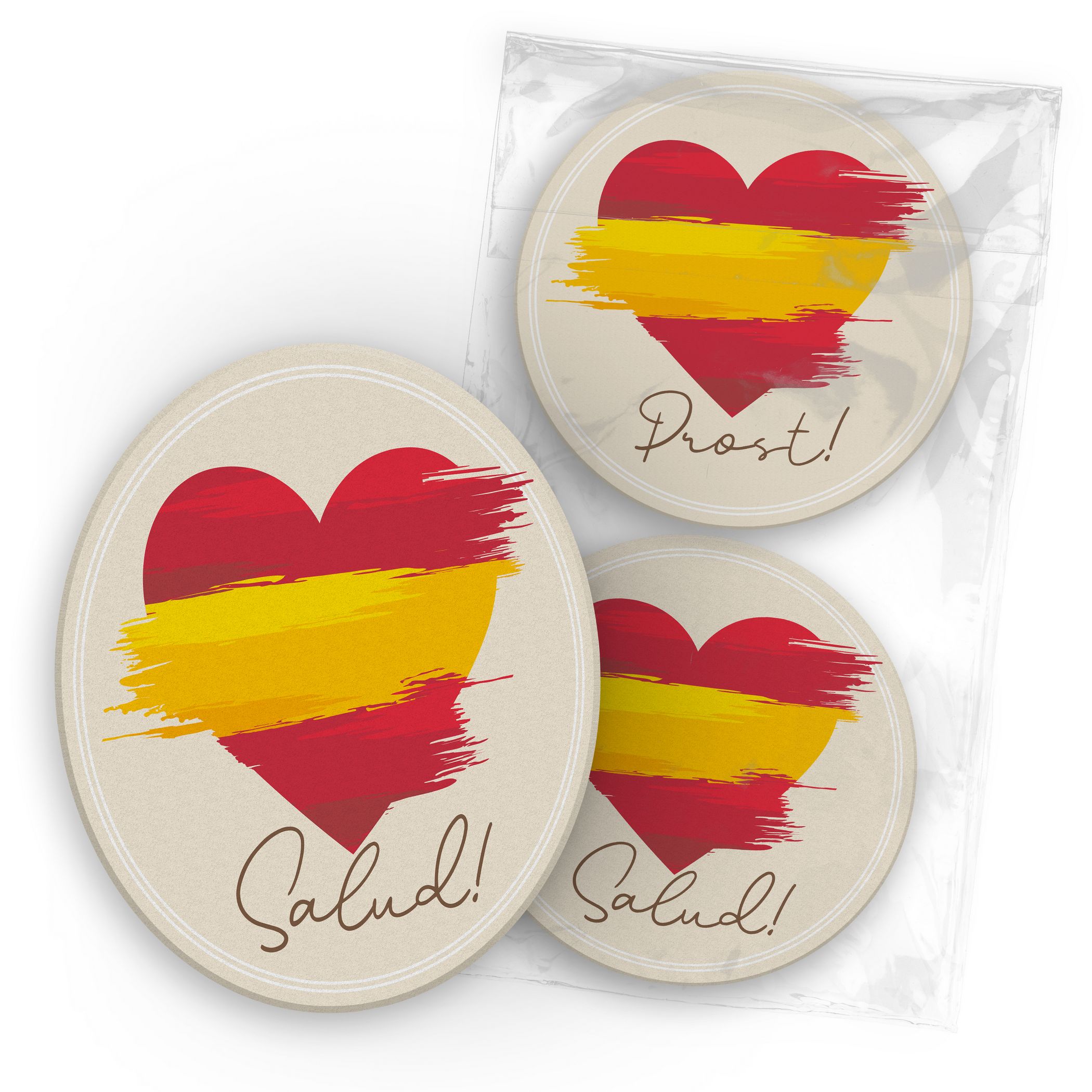 itenga 40x Bierdeckel Untersetzer Herz Flagge SPANIEN