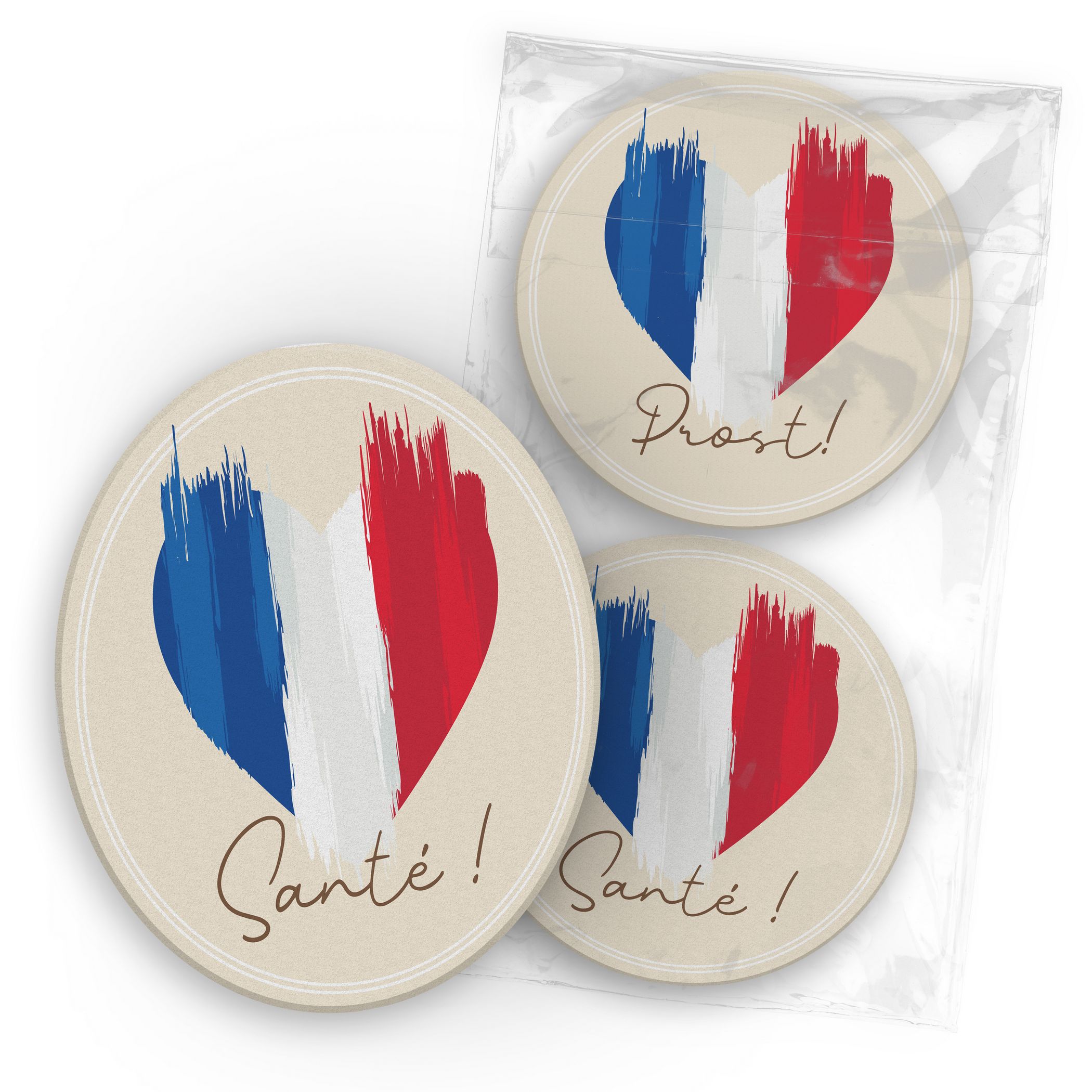 itenga 40x Bierdeckel Untersetzer Herz Flagge FRANKREICH