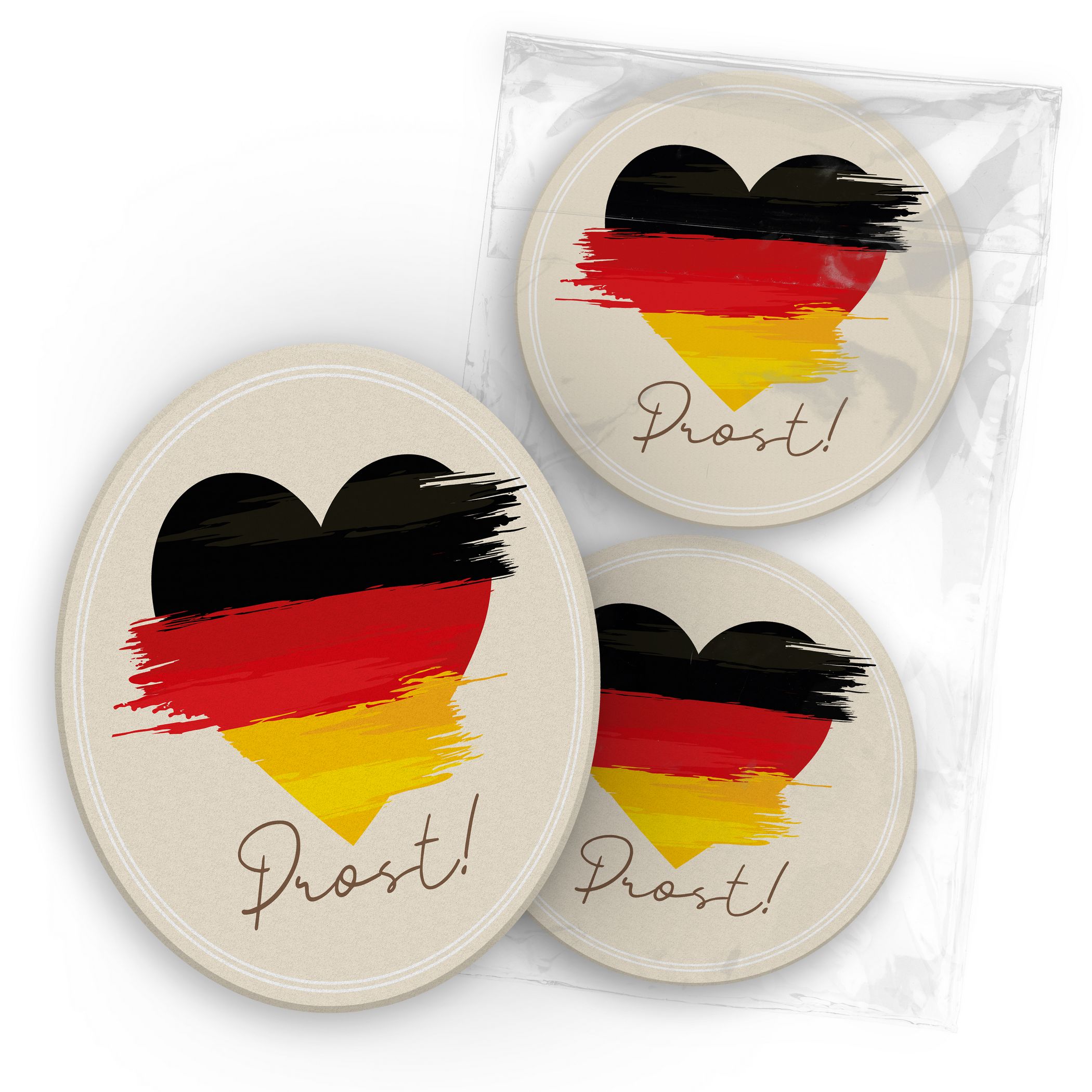 itenga 40x Bierdeckel Untersetzer Herz Flagge DEUTSCHLAND