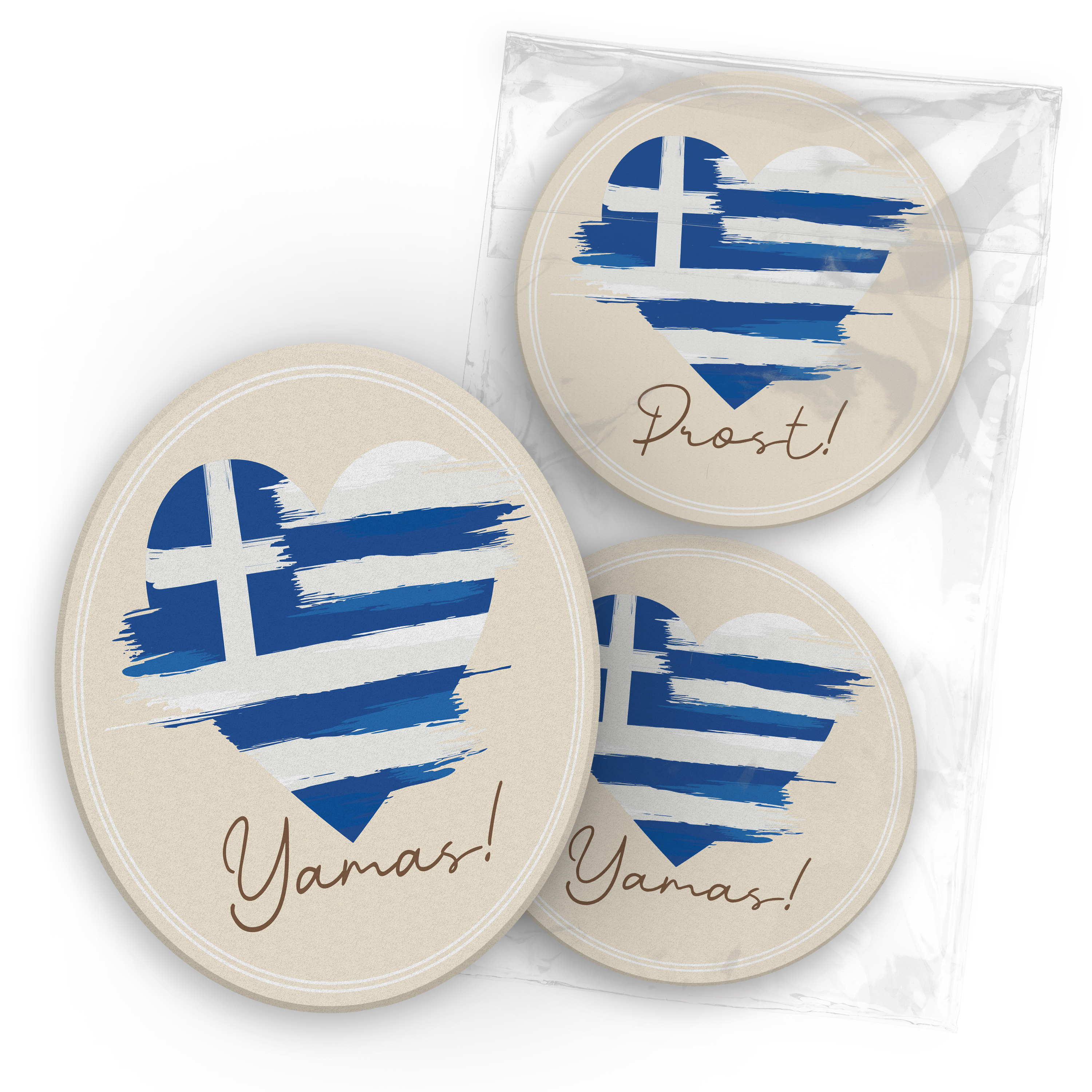 itenga 40x Bierdeckel Untersetzer Herz Flagge GRIECHENLAND