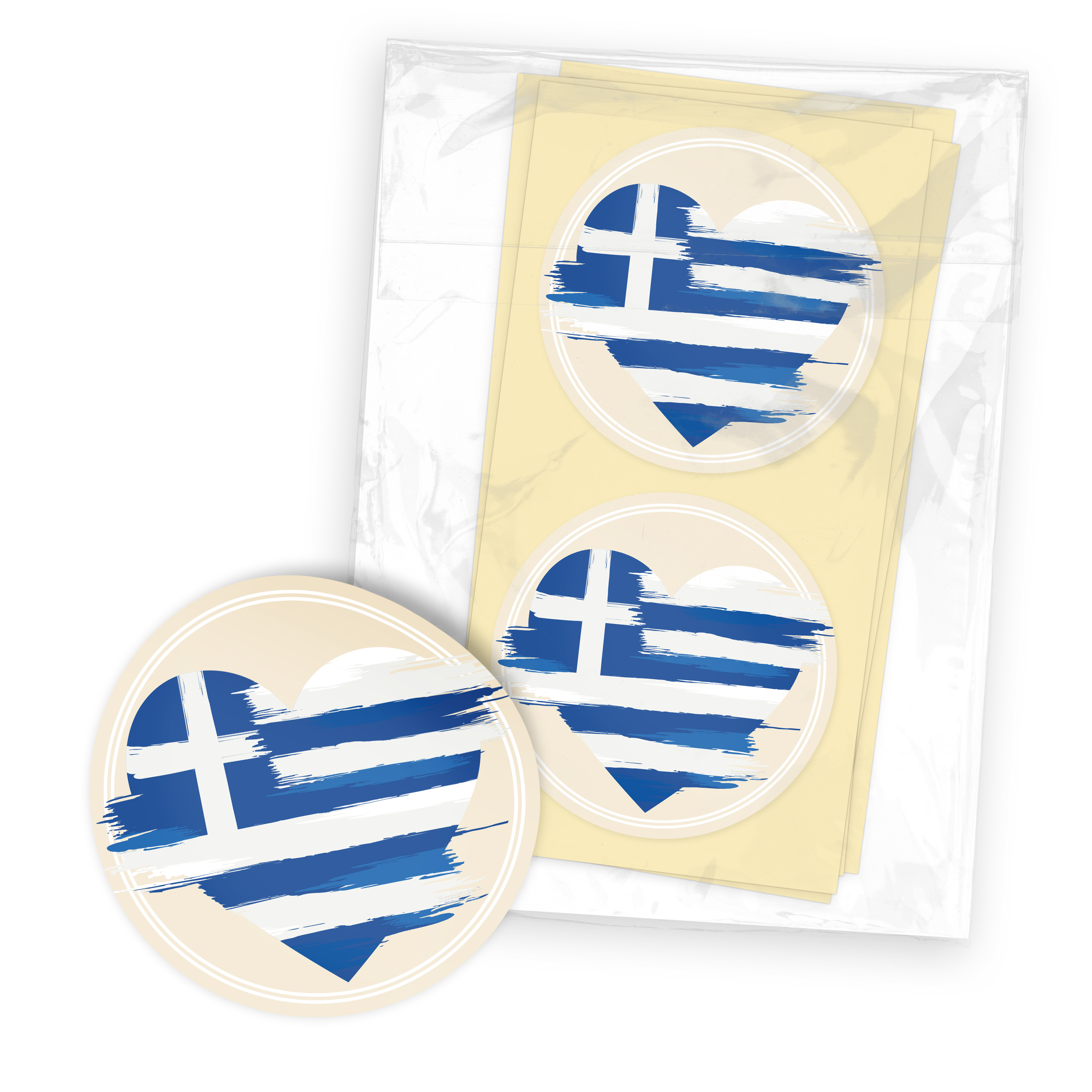 itenga 24x Sticker GRIECHENLAND rund � � 4 cm | Aufkleb...