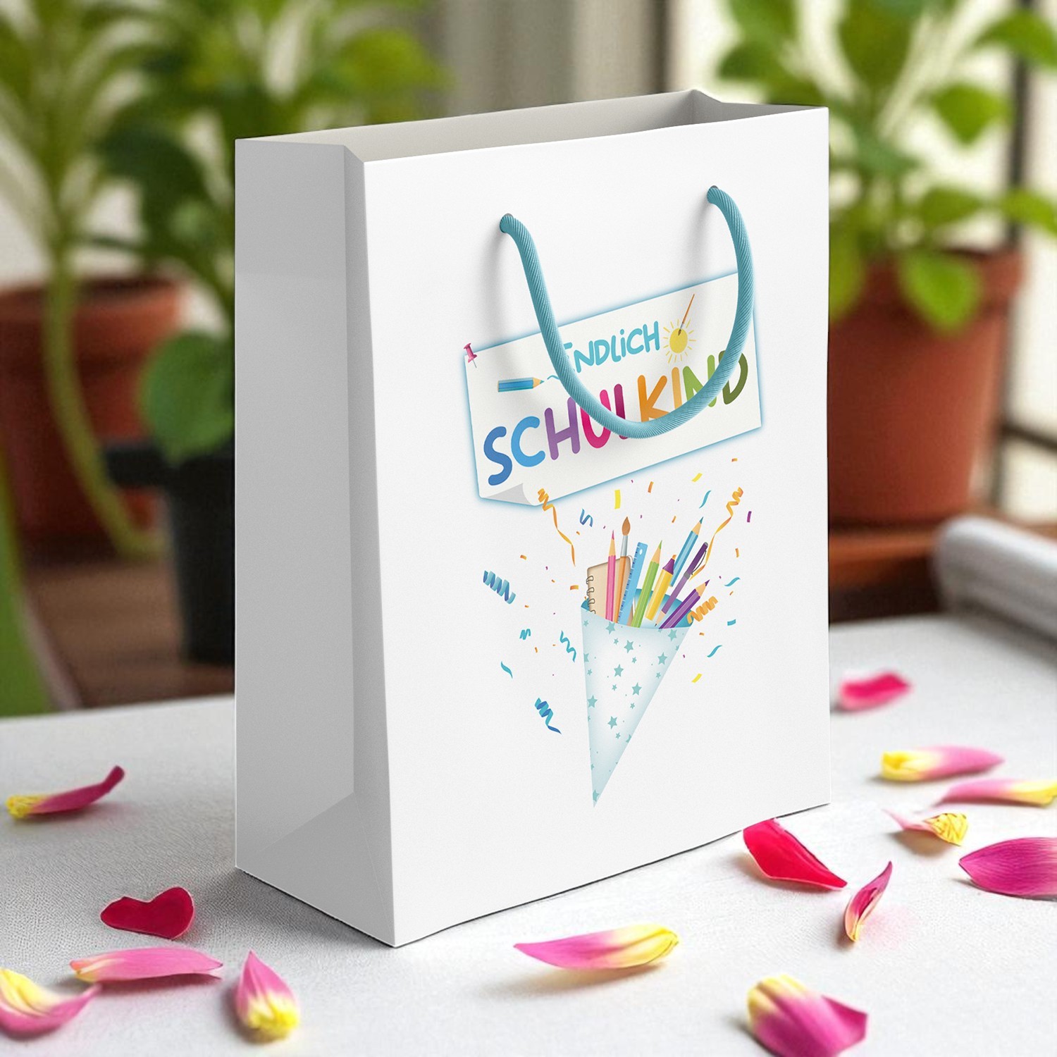itenga Geschenkt�te mit Kordel - Endlich Schulkind WEISS...