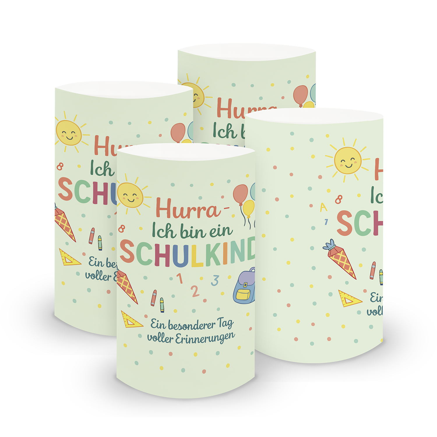 itenga 6x Windlicht Hurra Ich bin ein Schulkind