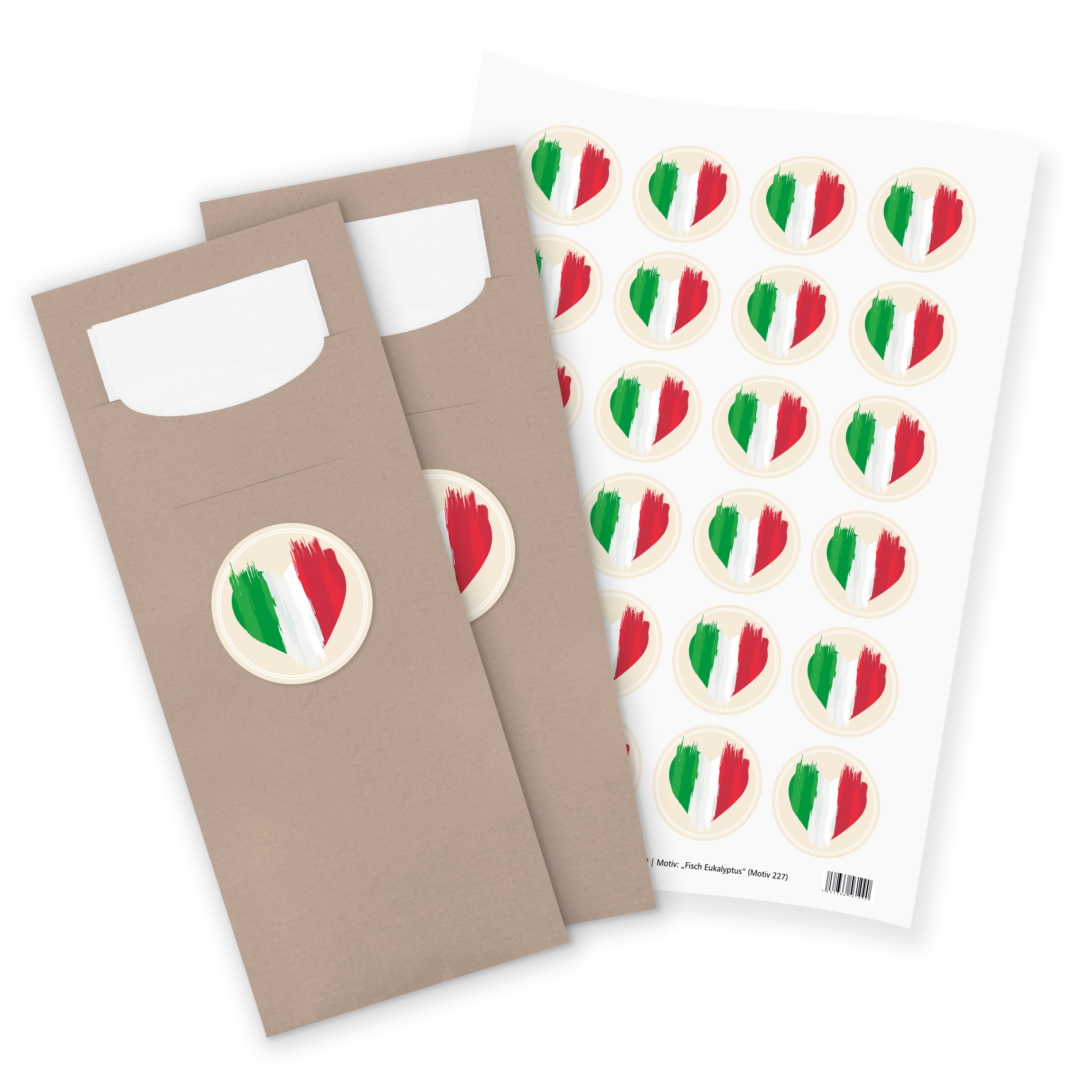 itenga 24x Bestecktaschen + Sticker Flagge Italien