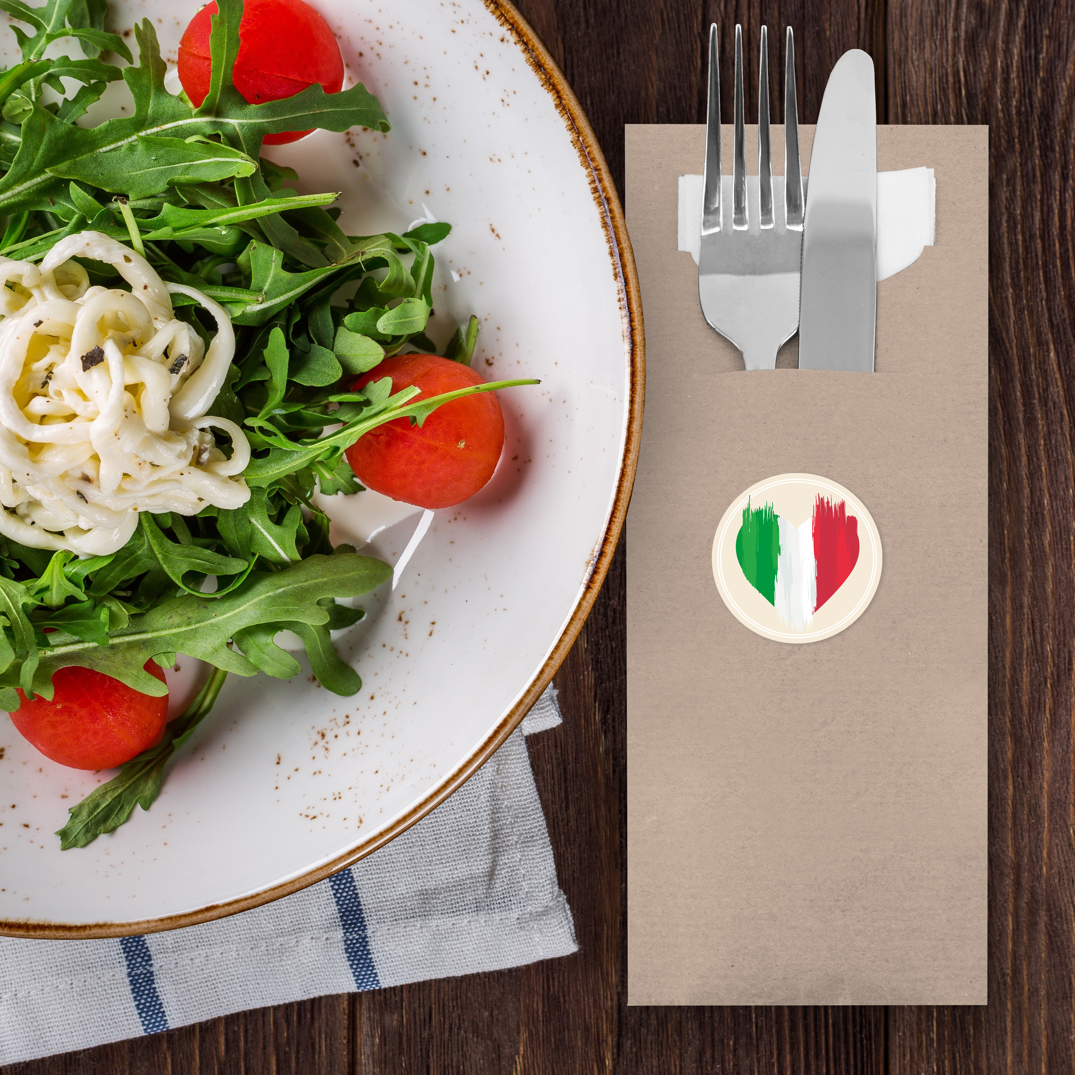 itenga 24x Bestecktaschen + Sticker Flagge Italien