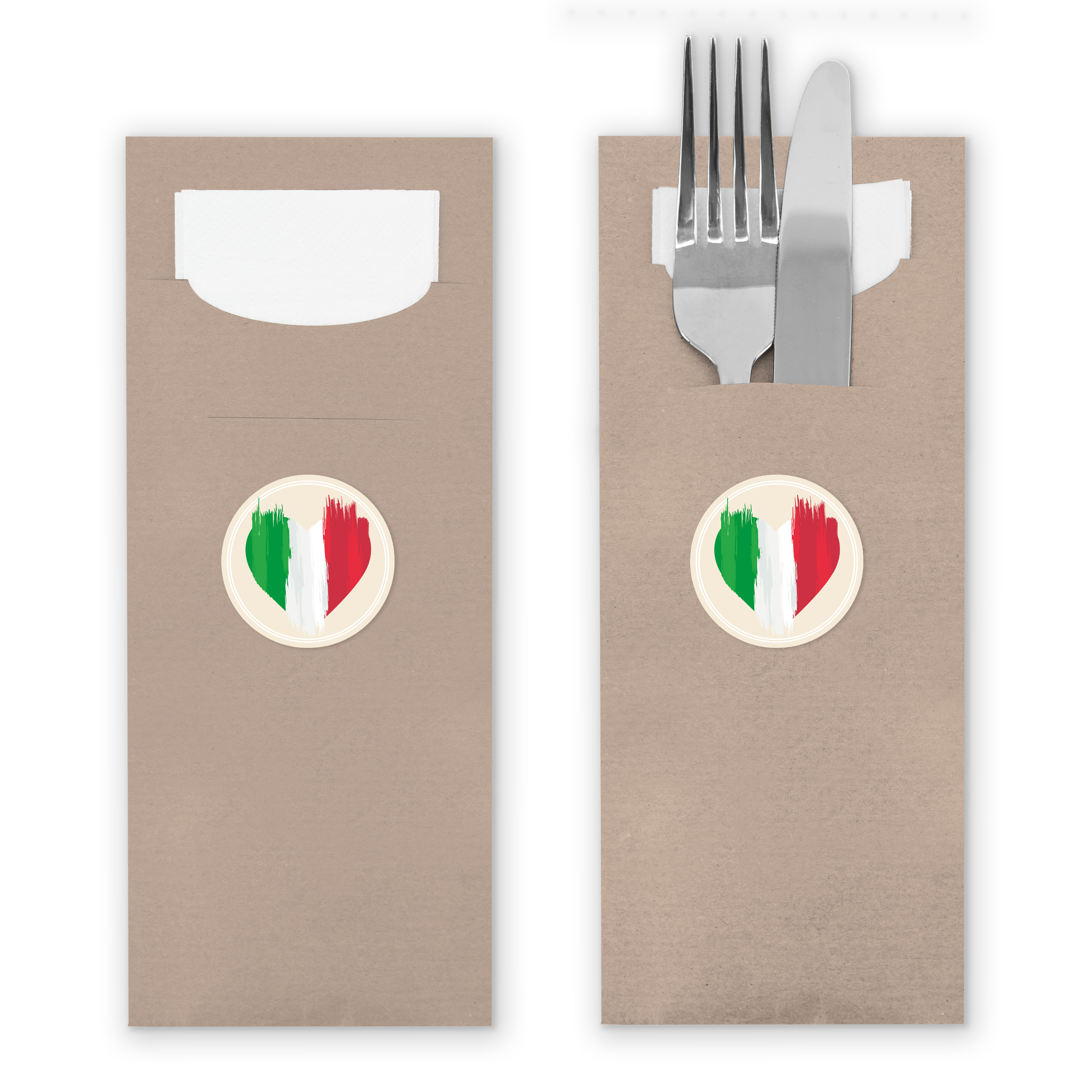 itenga 24x Bestecktaschen + Sticker Flagge Italien