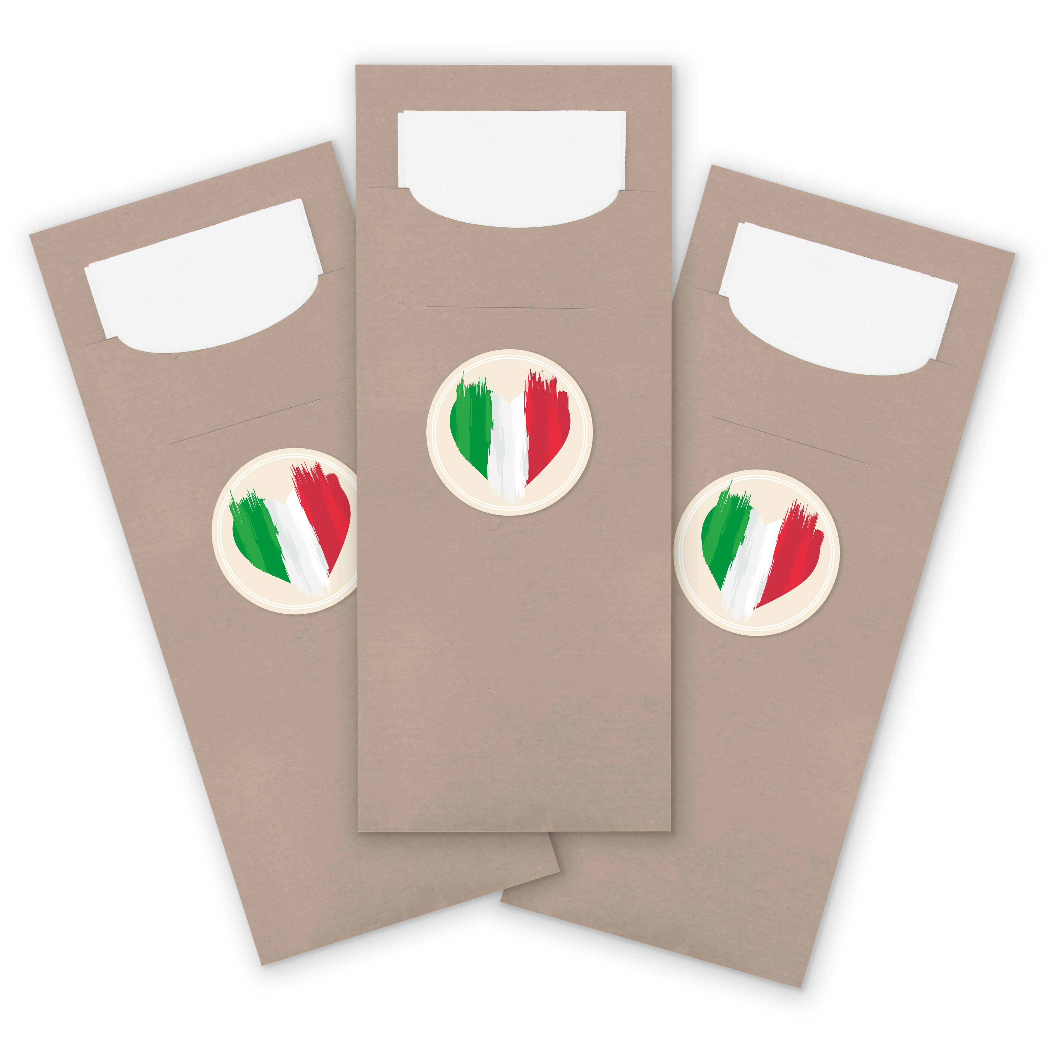 itenga 24x Bestecktaschen + Sticker Flagge Italien