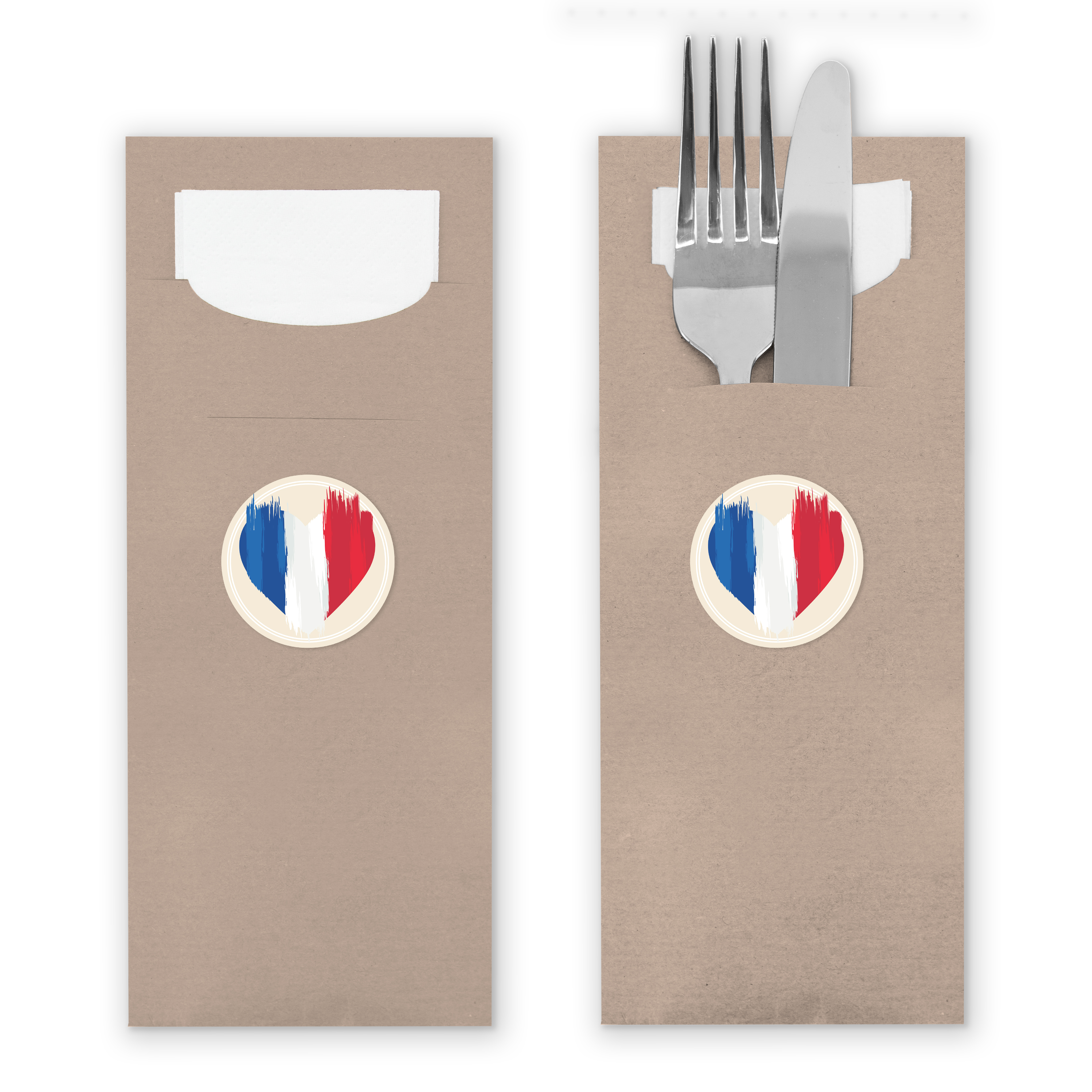 itenga 24x Bestecktaschen + Sticker Flagge Frankreich