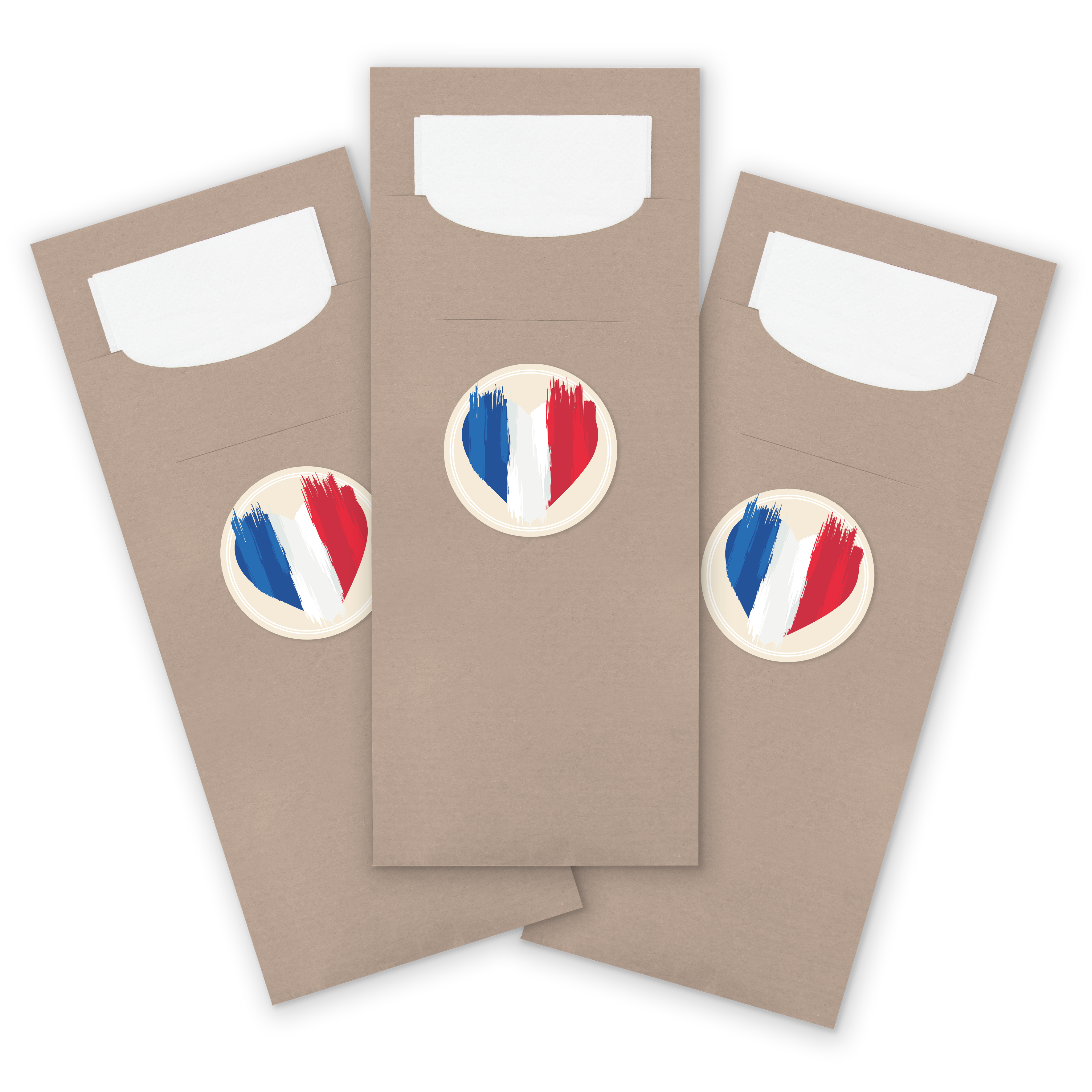 itenga 24x Bestecktaschen + Sticker Flagge Frankreich