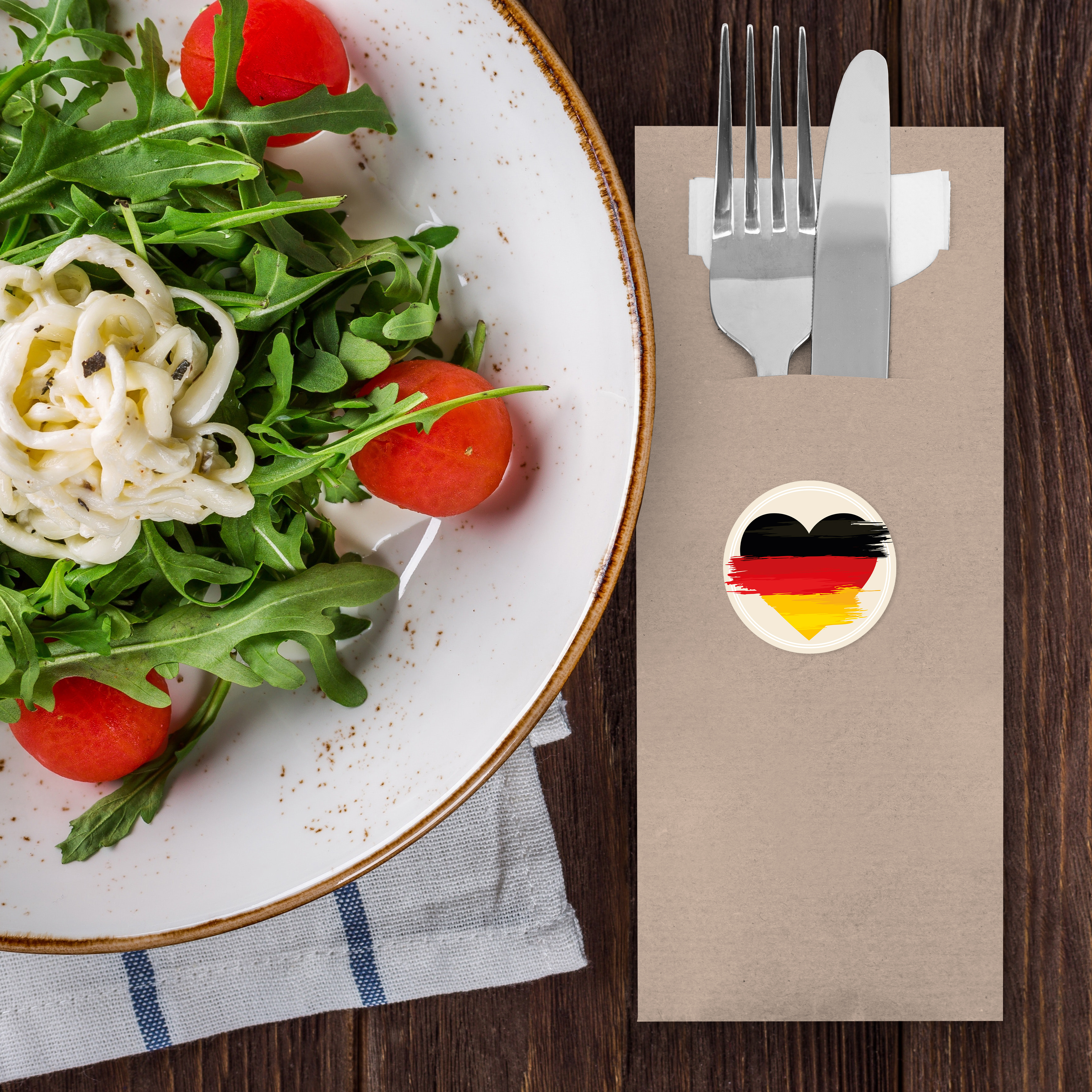 itenga 24x Bestecktaschen + Sticker Flagge Deutschland