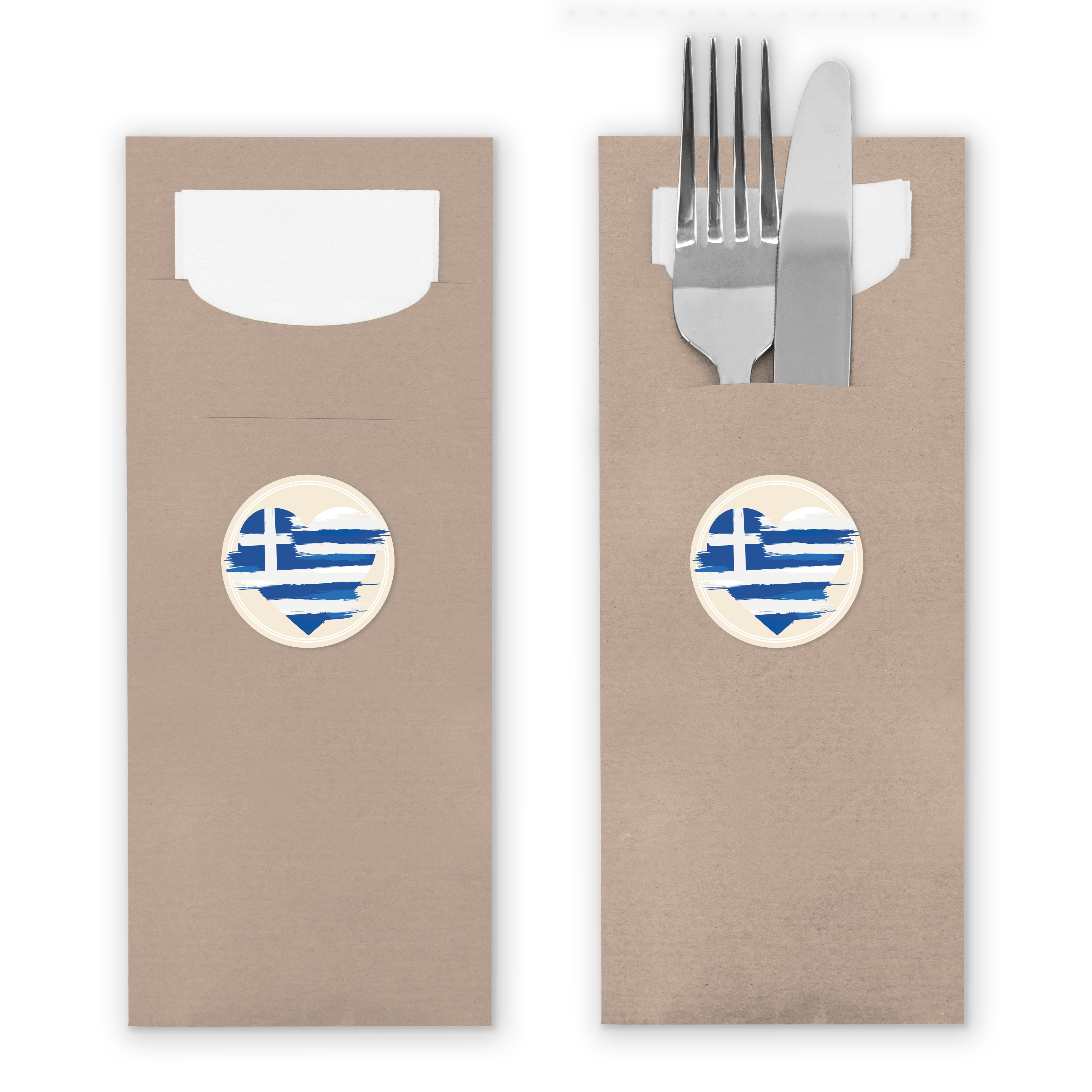 itenga 24x Bestecktaschen + Sticker Flagge Griechenland