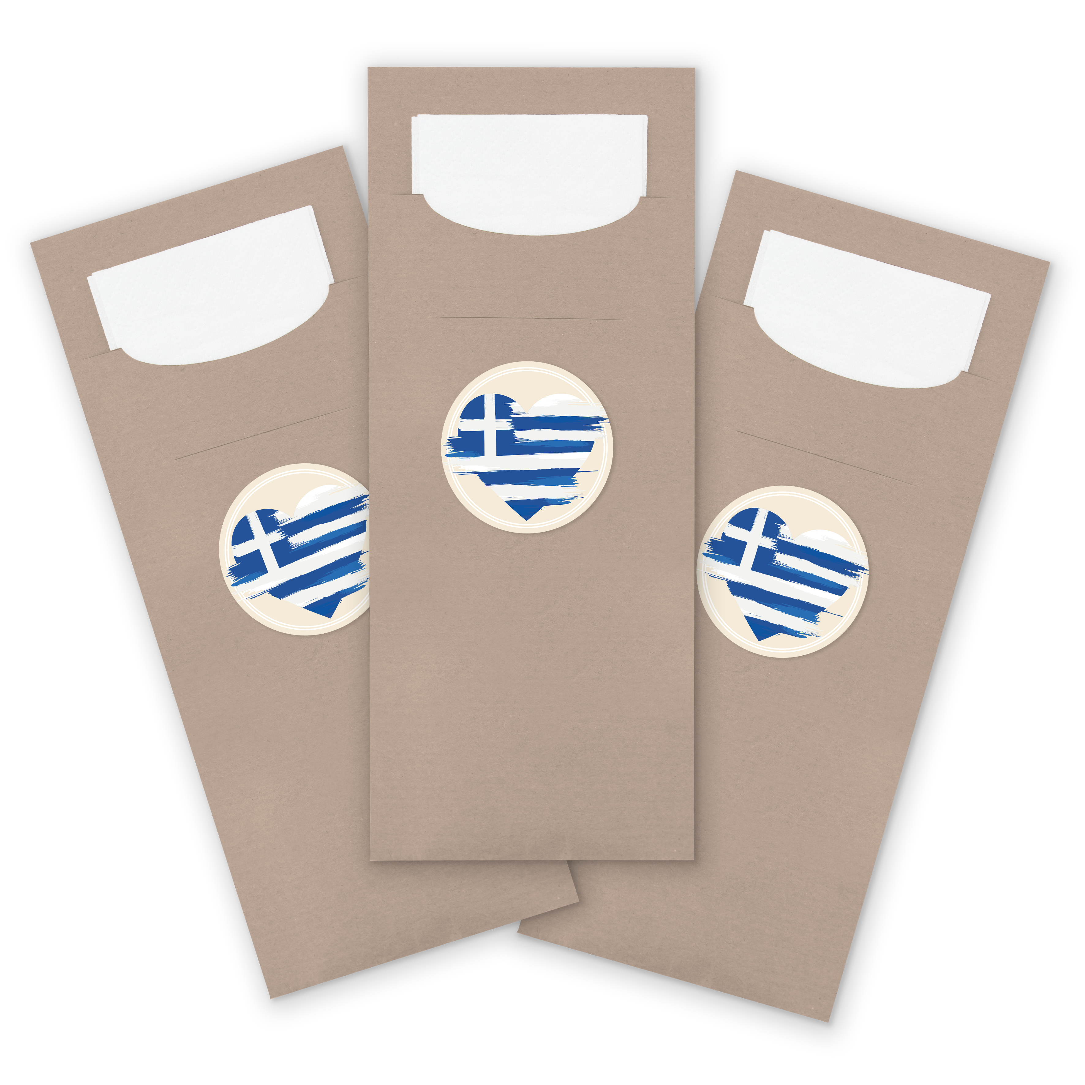 itenga 24x Bestecktaschen + Sticker Flagge Griechenland