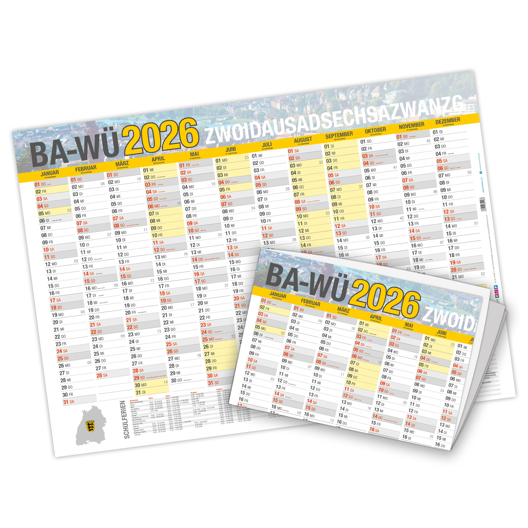 itenga Jahresplaner Ba-W� 2026 Wandkalender DIN A2 (59,4...