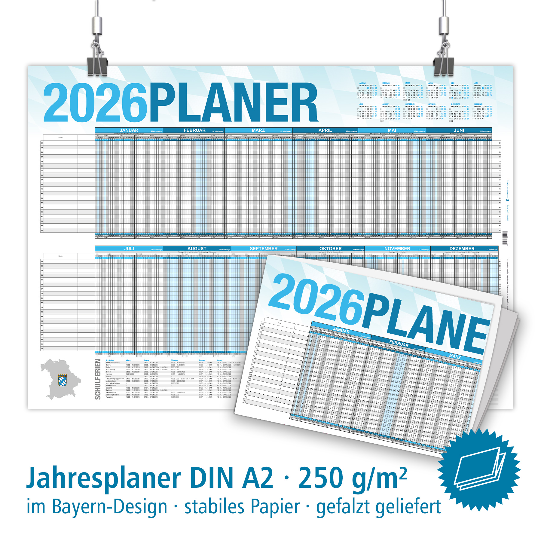 itenga Urlaubsplaner Projektplaner 2026 - BAYERN DIN A2 ...