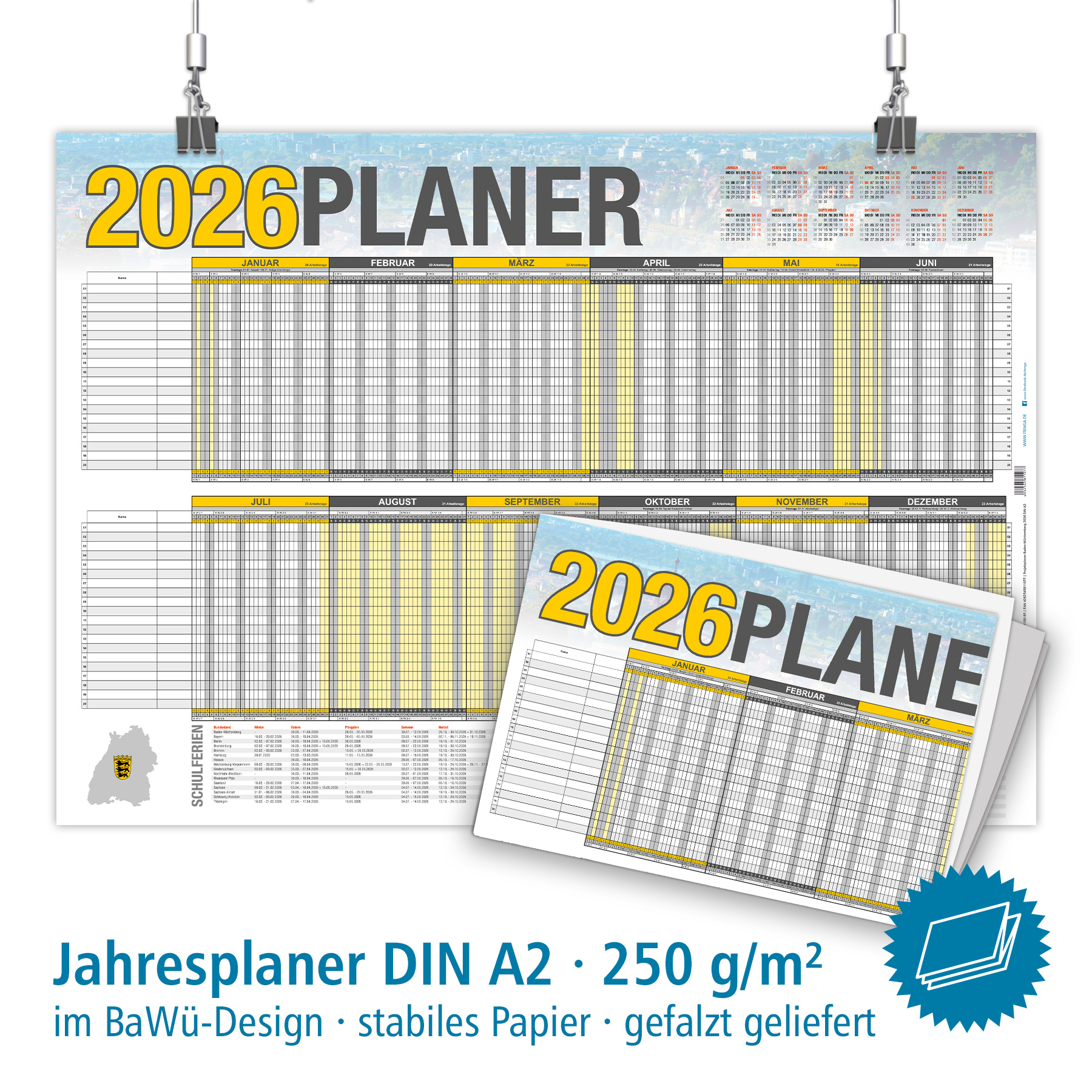 itenga Urlaubsplaner Projektplaner 2026 - Baden-W�rttemb...