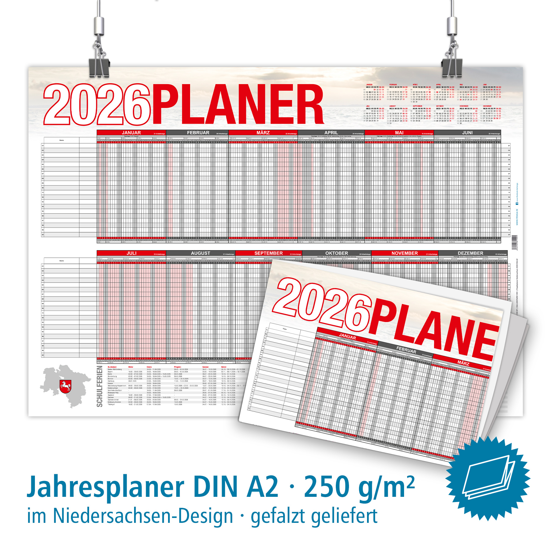 itenga Urlaubsplaner Projektplaner 2026 - Niedersachsen ...
