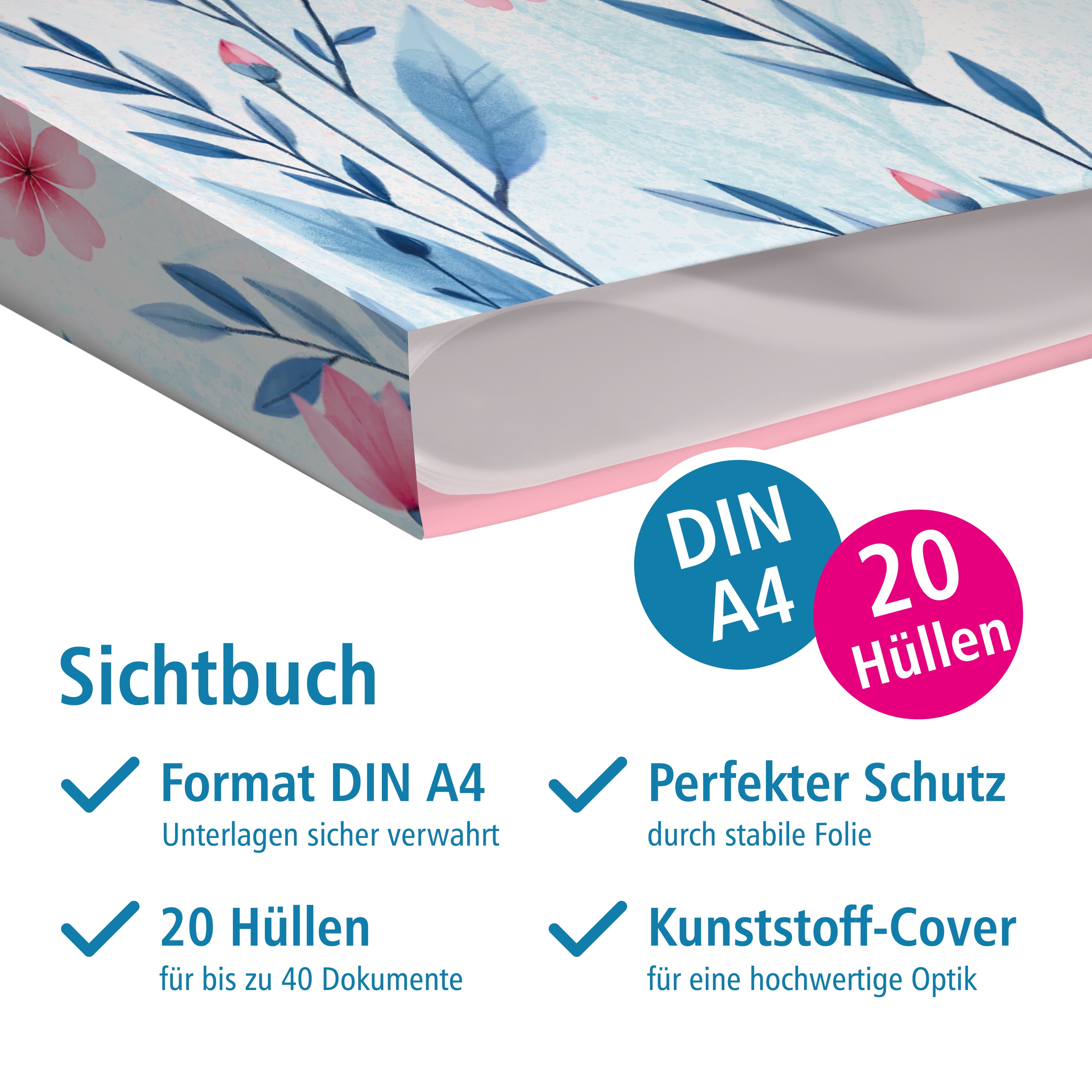 itenga Zeugnismappe A4 Kunststoff Sichtbuch Motiv Schmet...