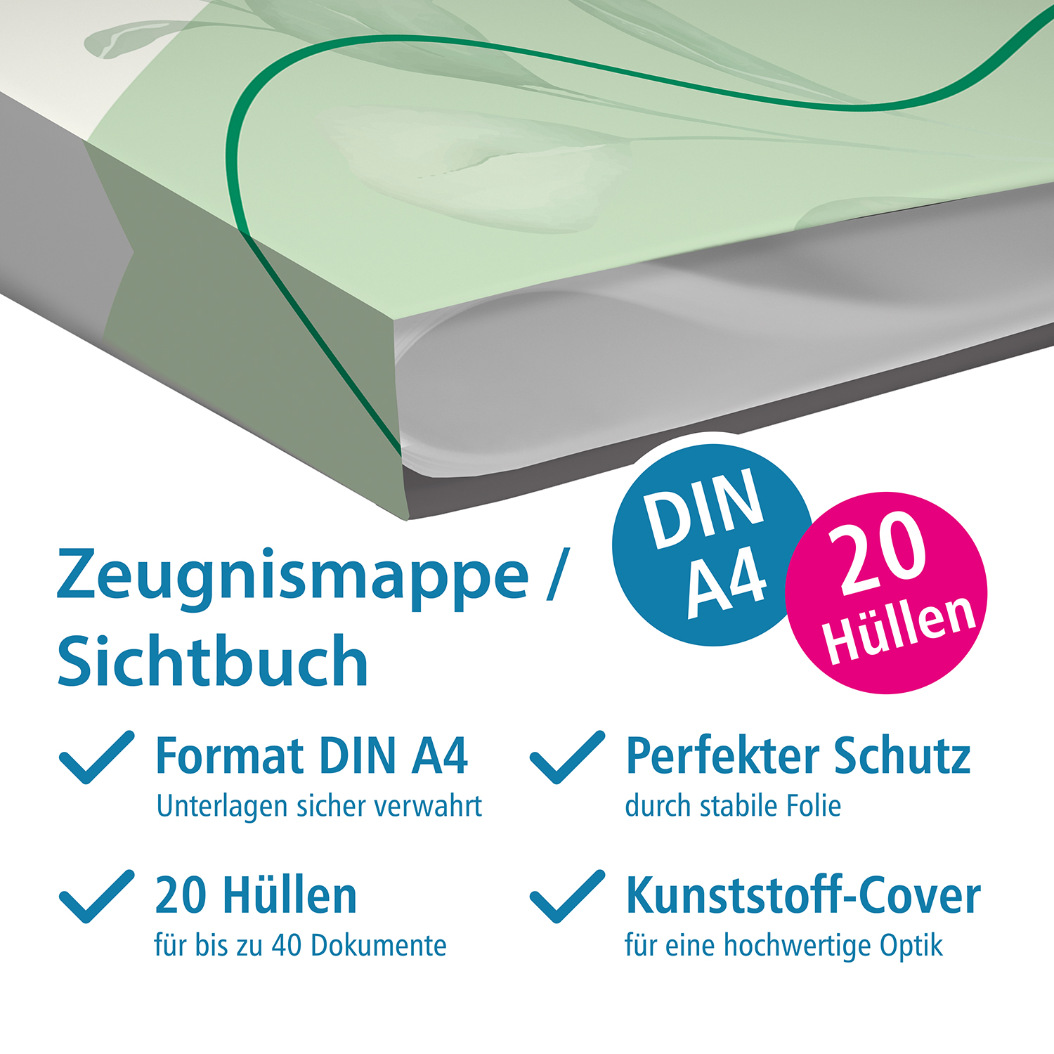 itenga Zeugnismappe A4 Kunststoff Sichtbuch Motiv CALM N...