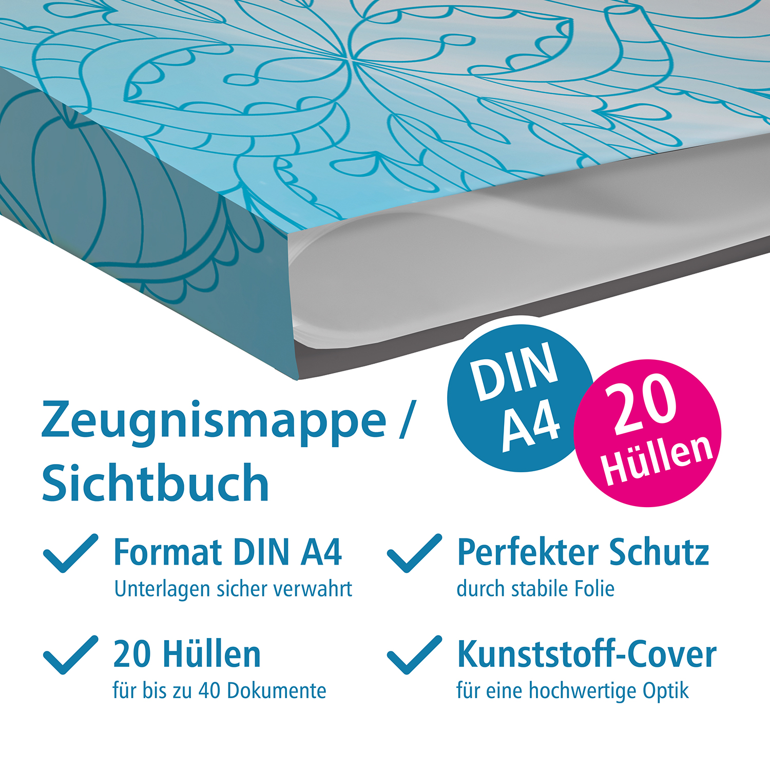 itenga Zeugnismappe A4 Kunststoff Sichtbuch Motiv MANDAL...