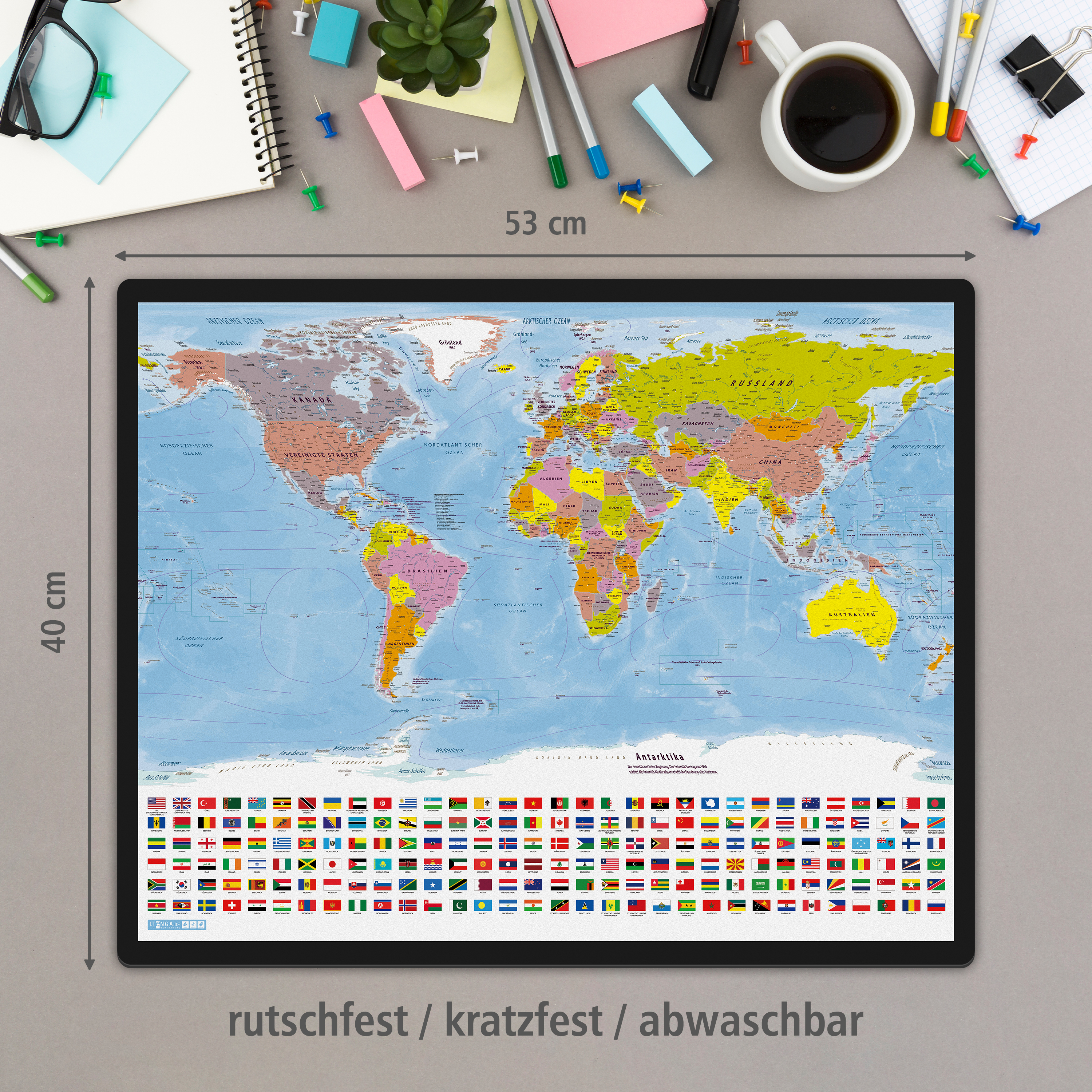 itenga Schreibunterlage V1 Motiv Weltkarte