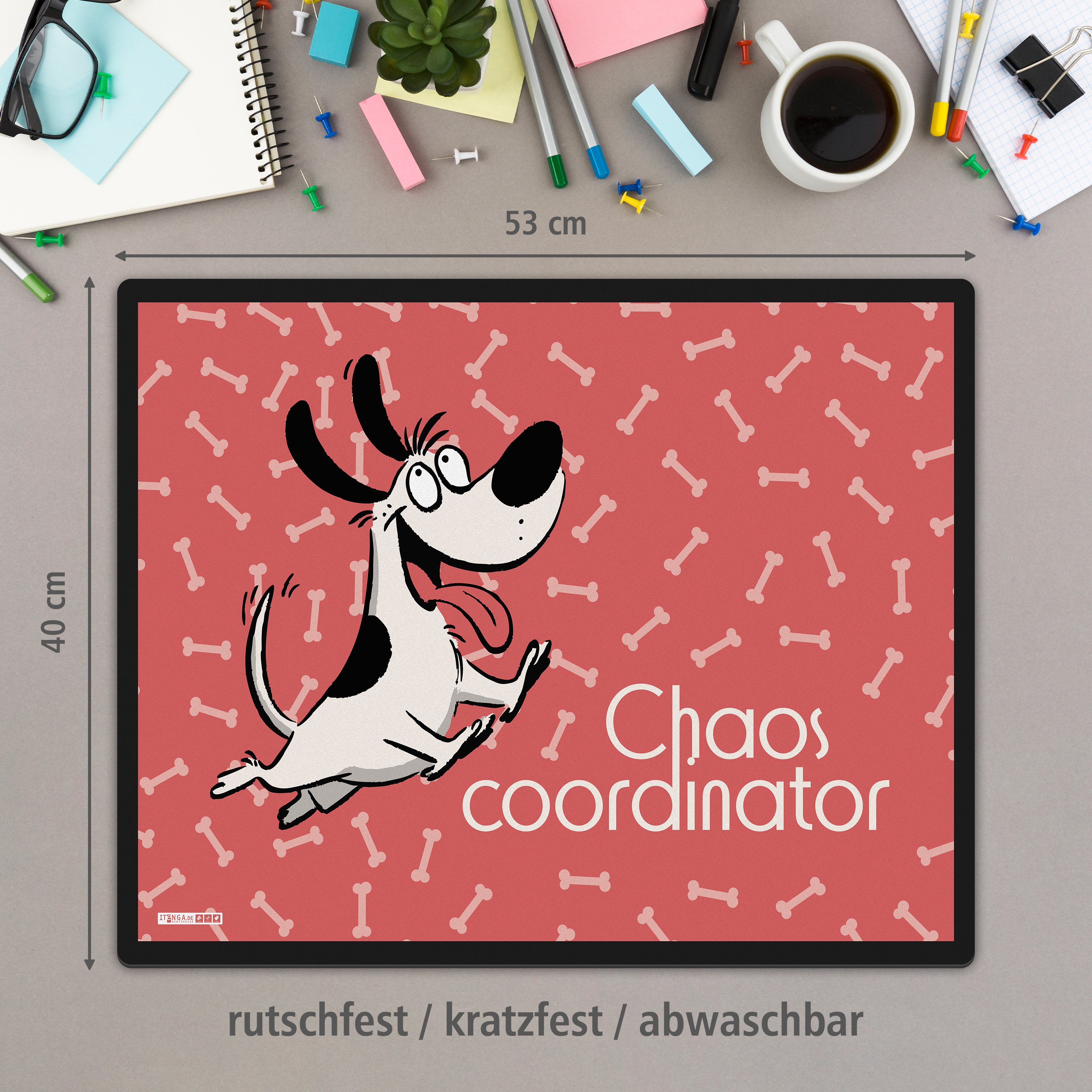 itenga Schreibunterlage V1 Motiv Hund - Chaos coordinator