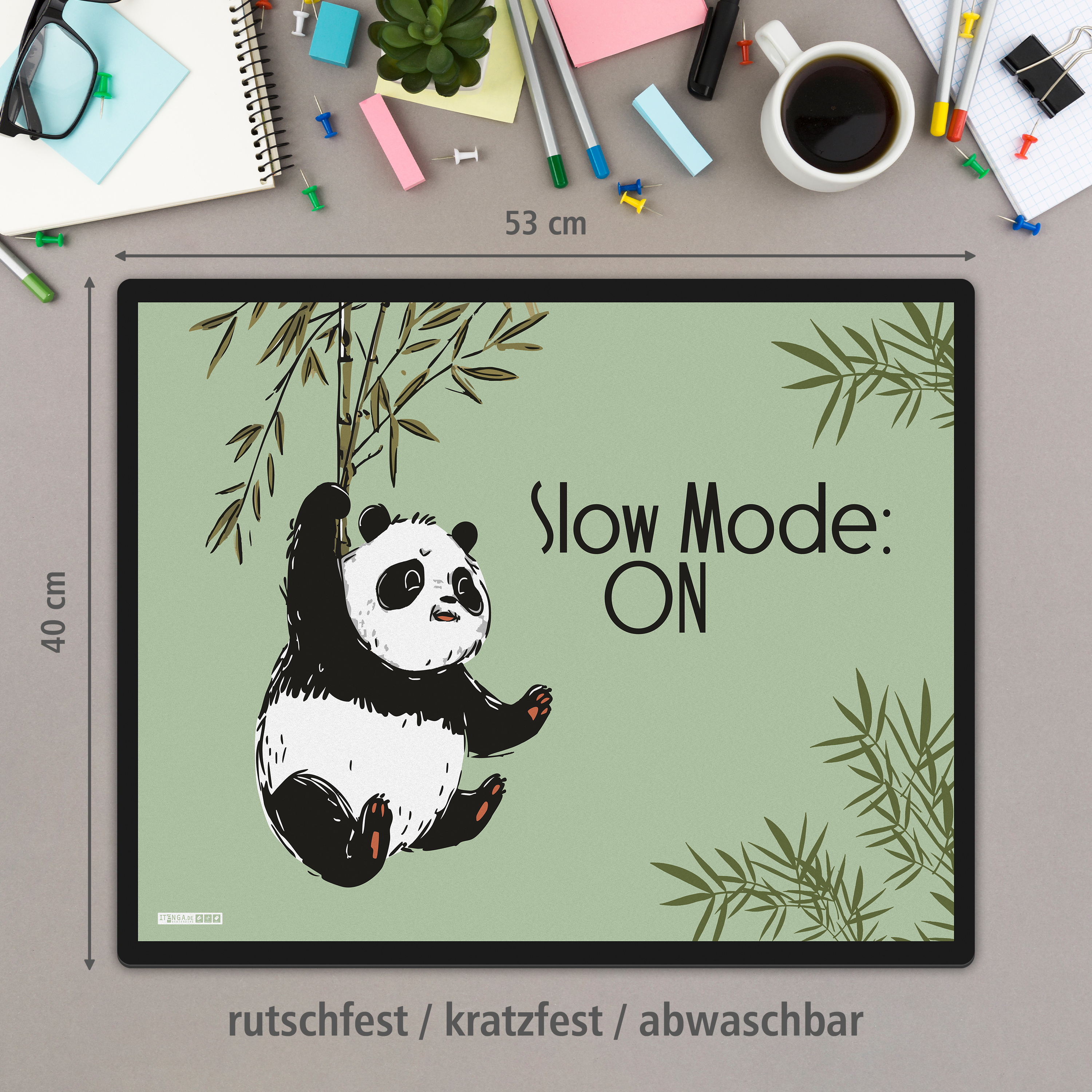 itenga Schreibunterlage V1 Motiv Panda Slow Mode ON