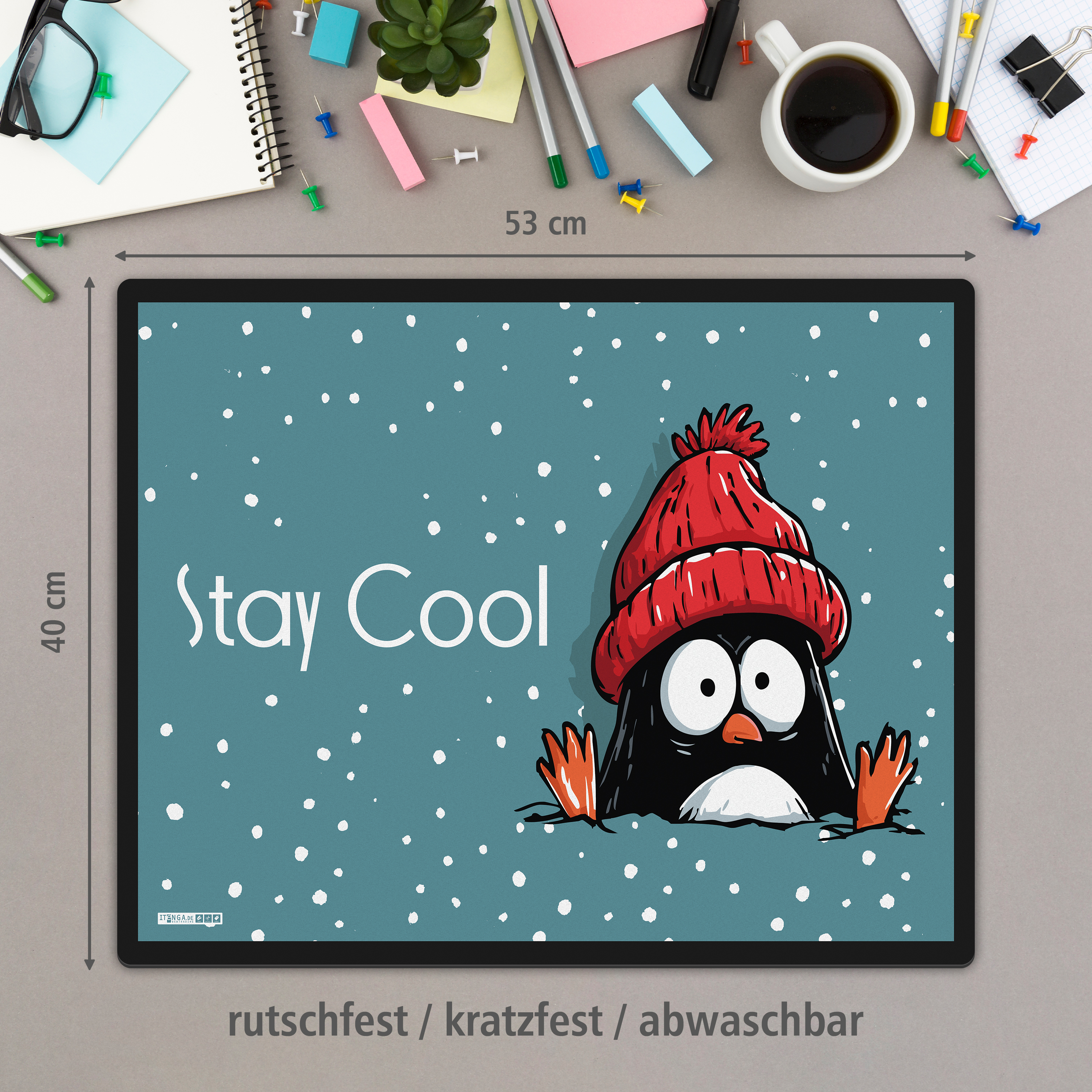 itenga Schreibunterlage V1 Motiv Pinguin Stay Cool