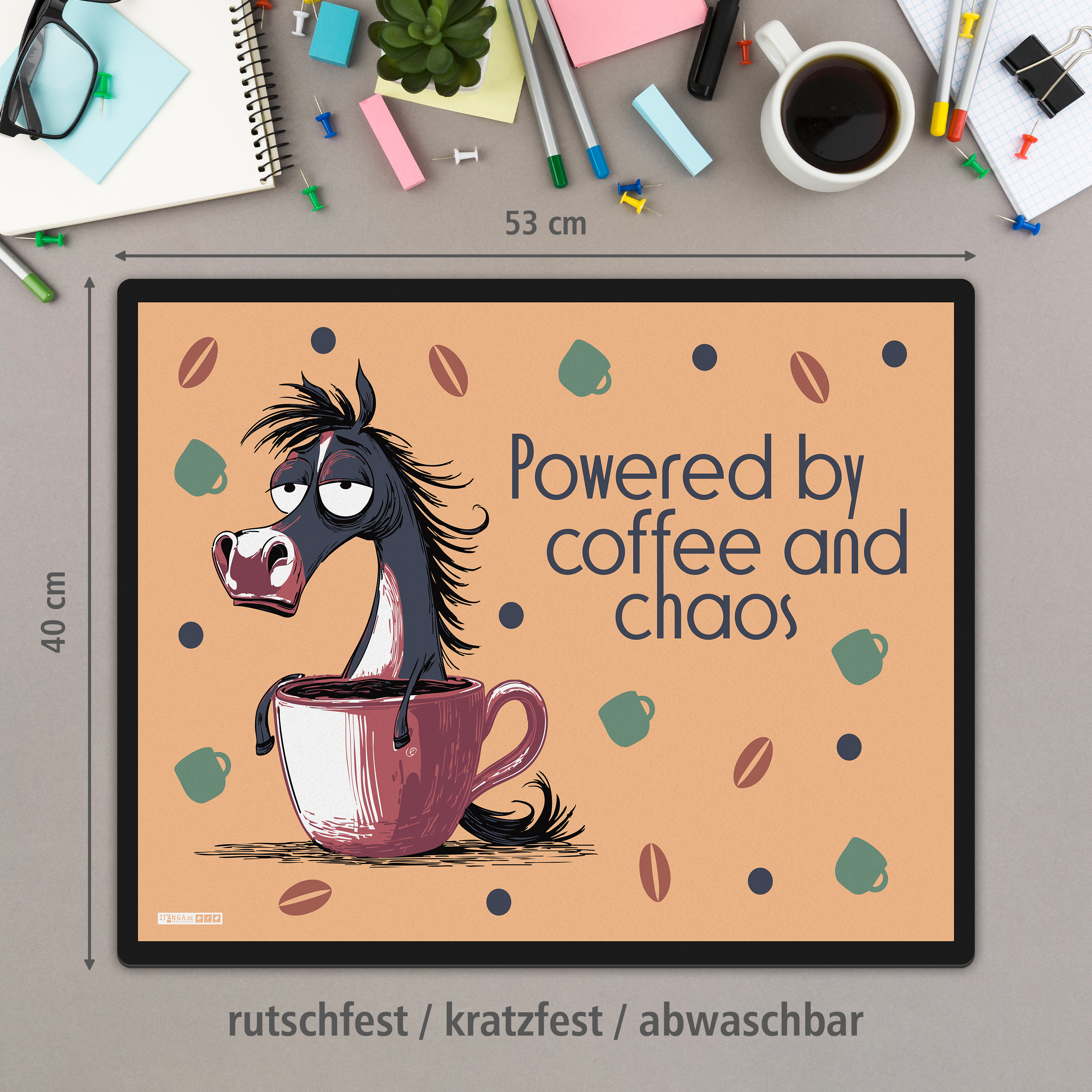 itenga Schreibunterlage V1 Motiv Pferd Powered by coffee...