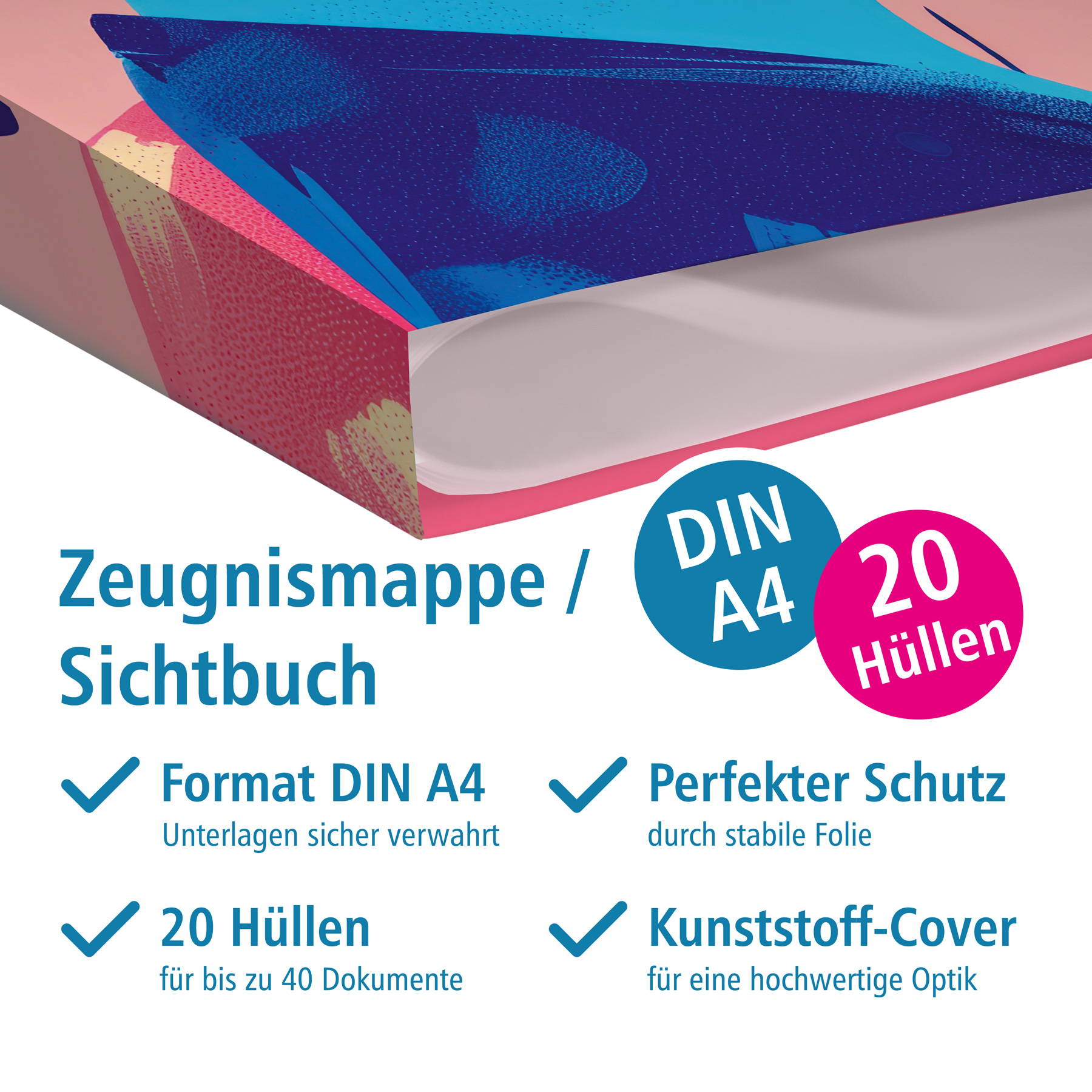 itenga Zeugnismappe A4 Kunststoff Sichtbuch Motiv Kopf S...