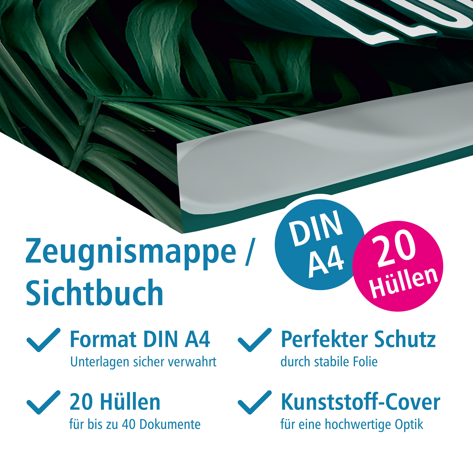 itenga Zeugnismappe A4 Kunststoff Sichtbuch Motiv Dschun...