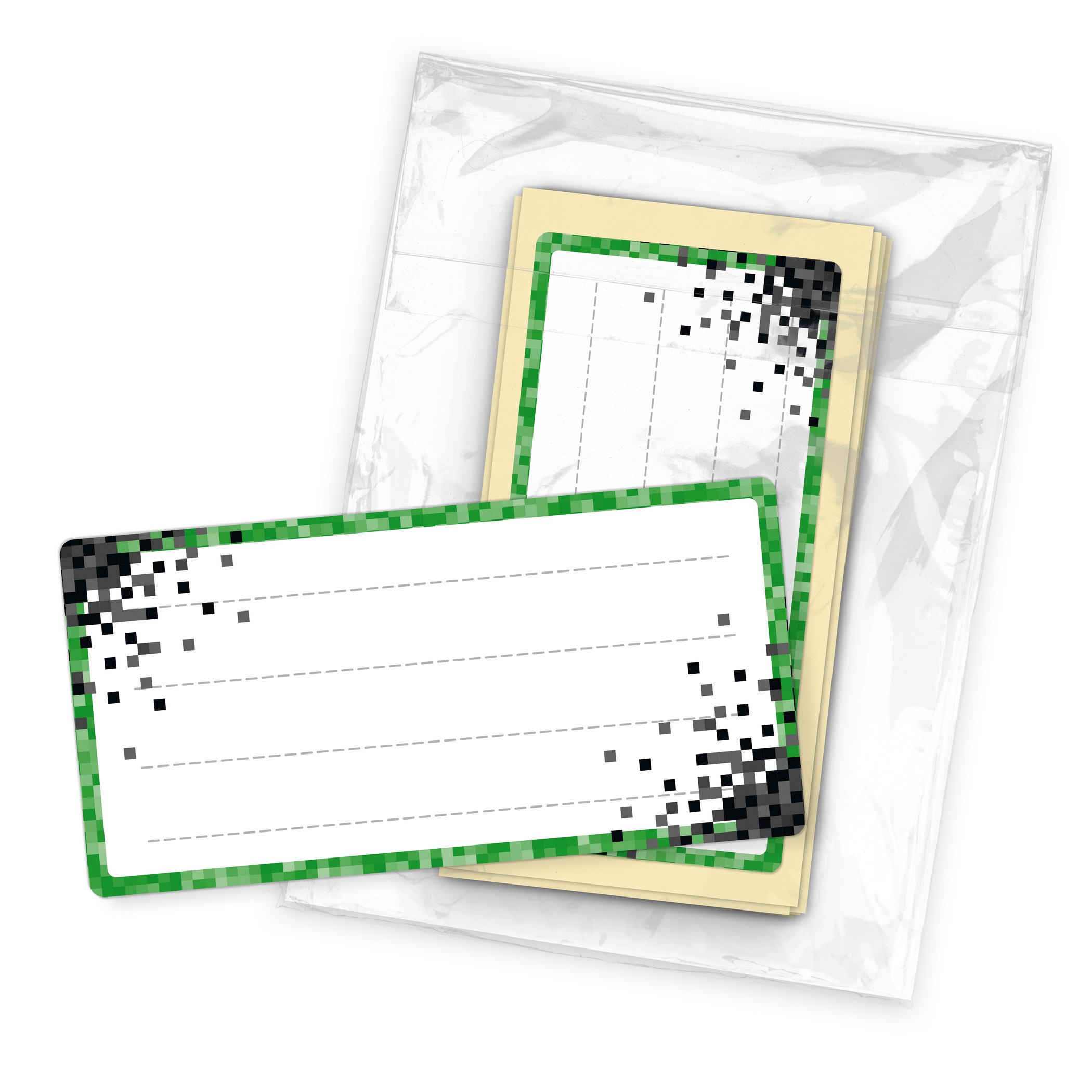 itenga 40x Buchetiketten PIXEL 9x4,5cm Namensetiketten H...
