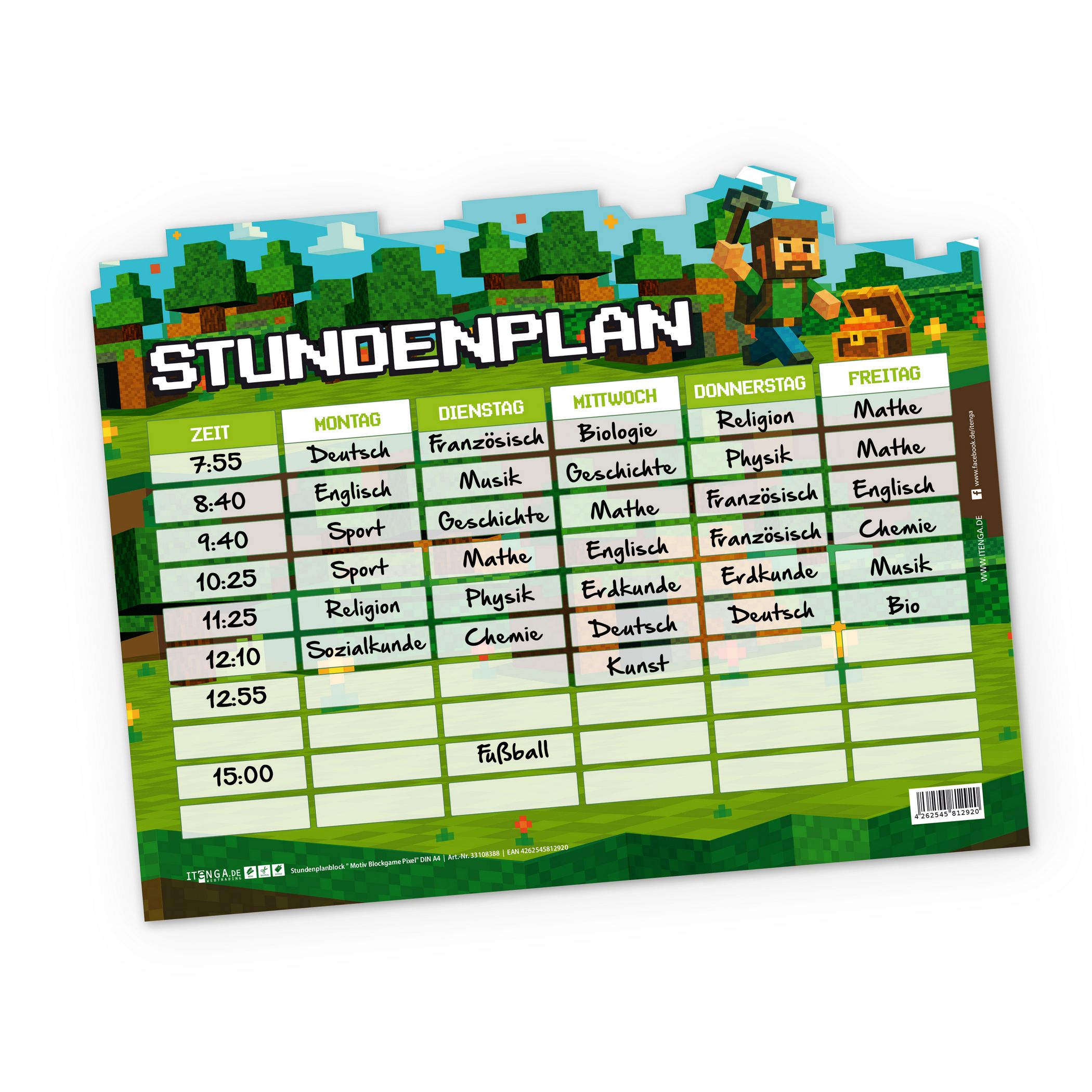 itenga Stundenplan magnetisch Motiv PIXEL 28,1 x 22,3cm