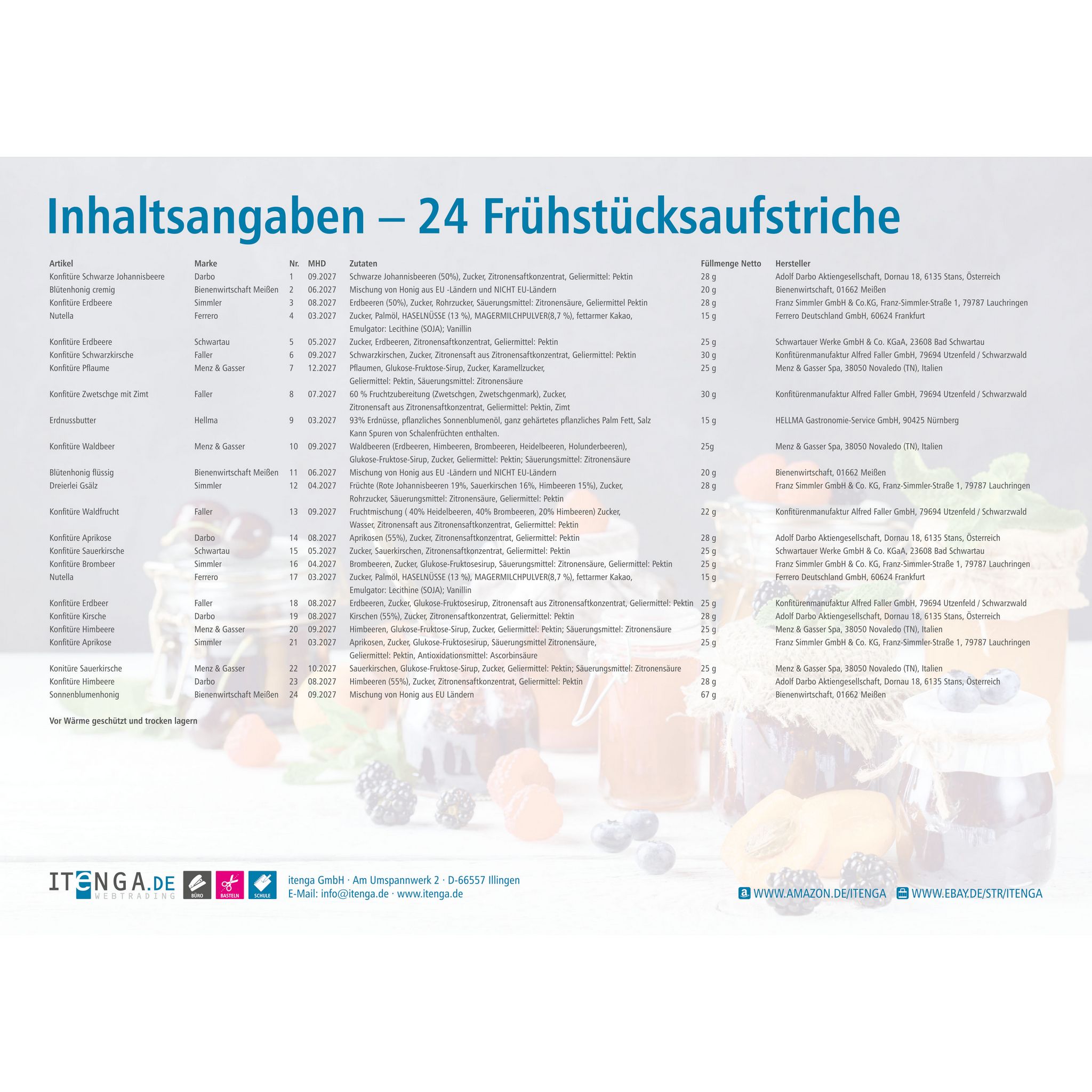 itenga Adventskalender Fr�hst�ck Brotaufstriche - Motiv ...