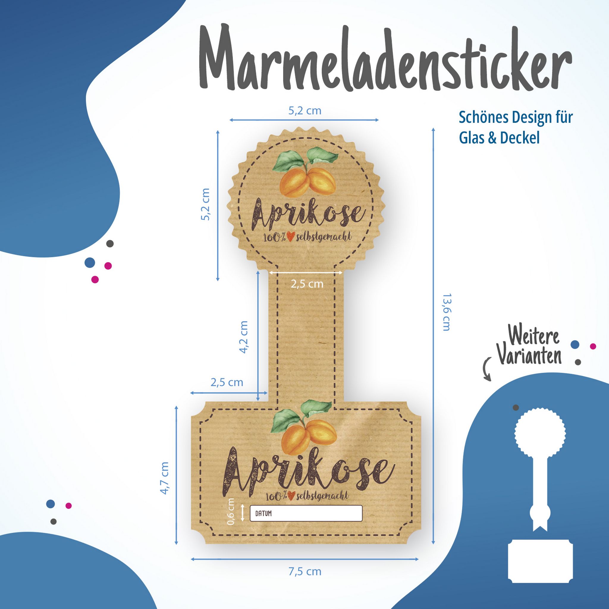 Itenga 50 x Kombi Marmeladenetikett f�r Deckel und Glas ...