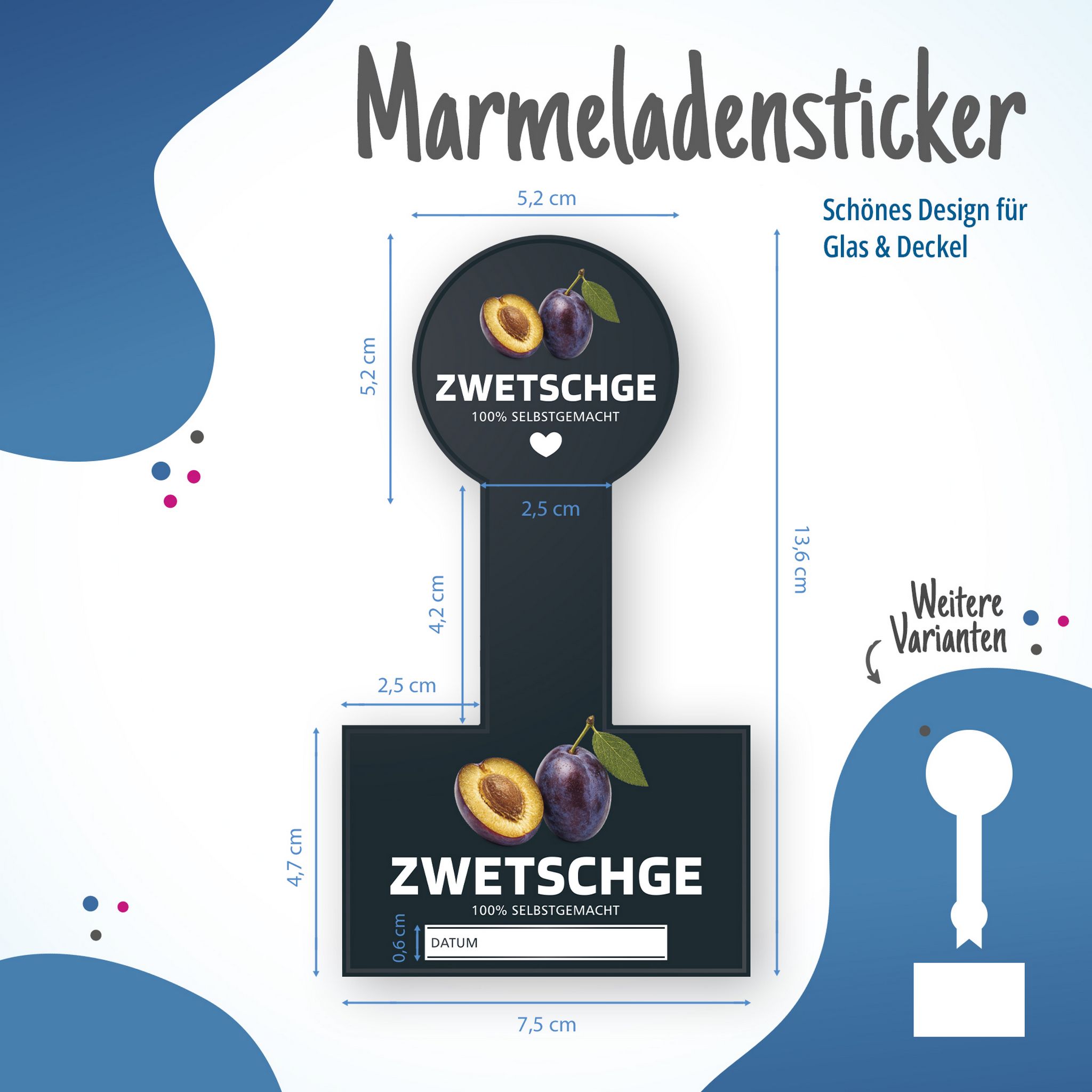 Itenga 50 x Kombi Marmeladenetikett f�r Deckel und Glas ...