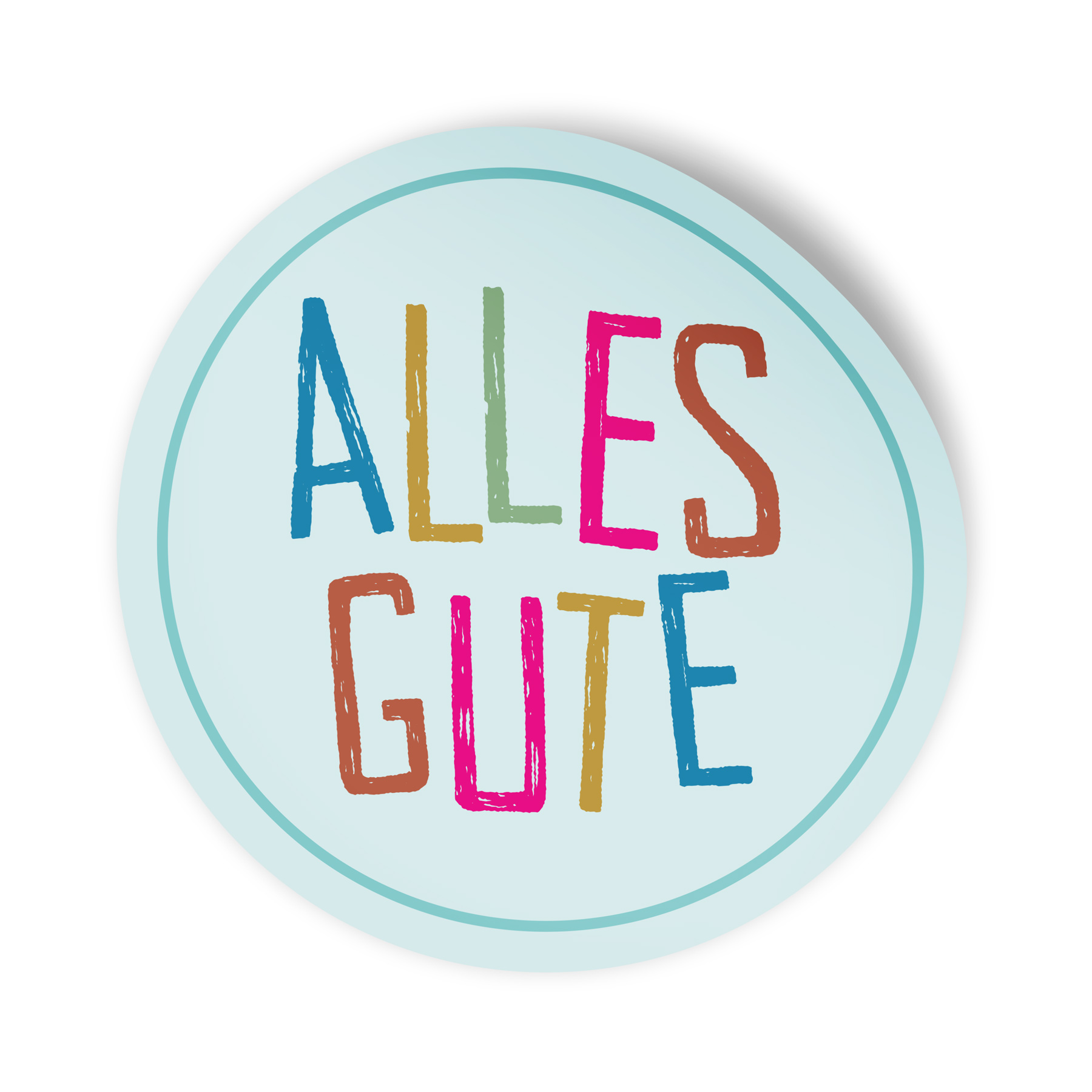 itenga 10x Aufkleber Sticker "Alles Gute" rund 14cm - bunt