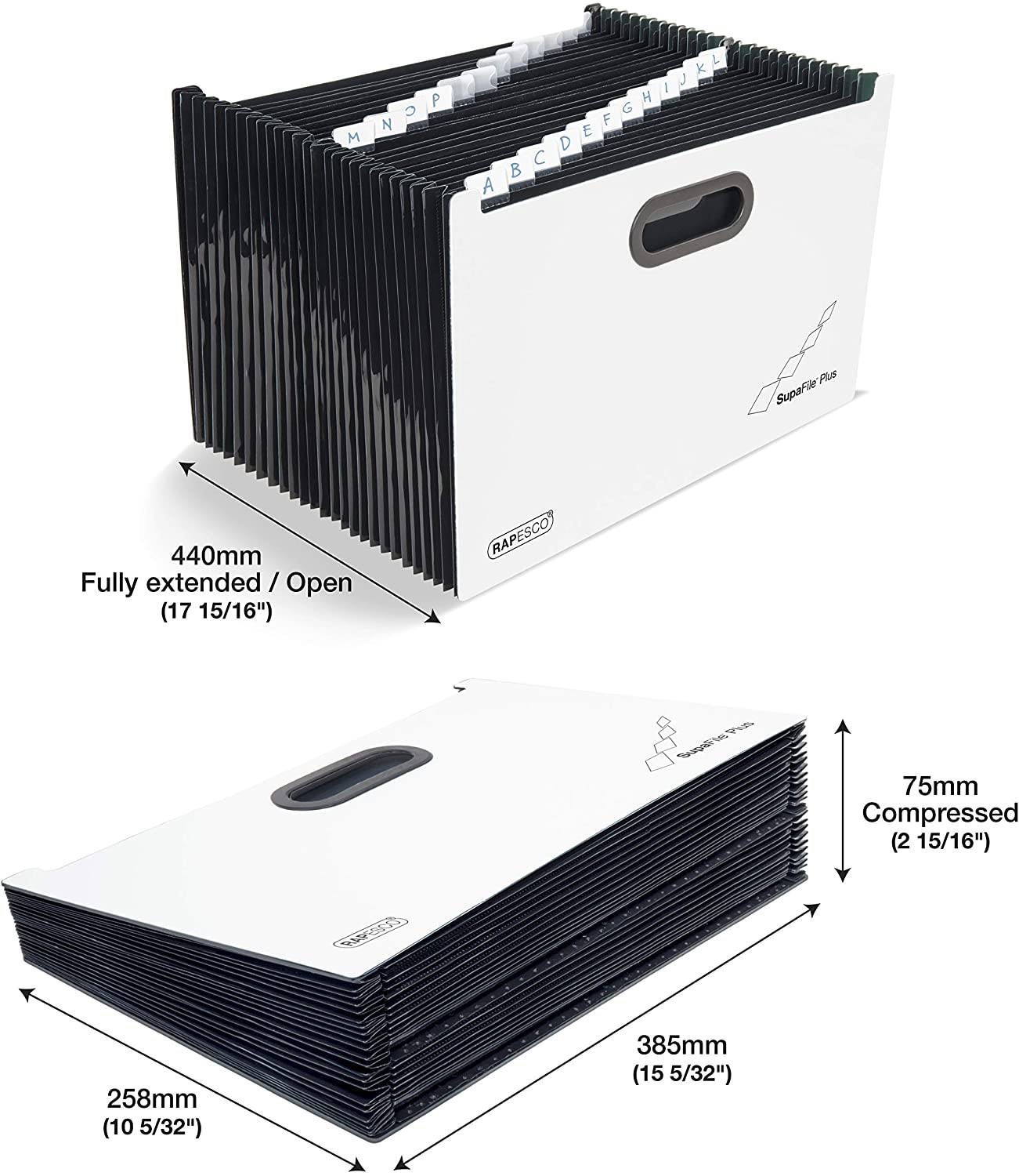 RAPESCO F�chermappe SupaFile Plus, DIN A4+, 26 F�cher, wei�
