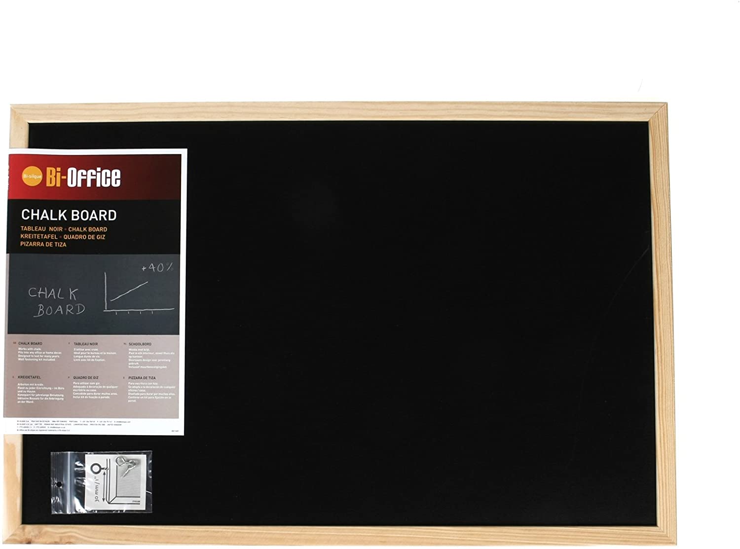 Bi-Office Kreidetafel, Naturholz, schwarz, 600 x 400 mm