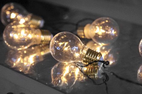 Lichterkette 5-teilig Glas Gl�hbirne mit warm weiss LED ...