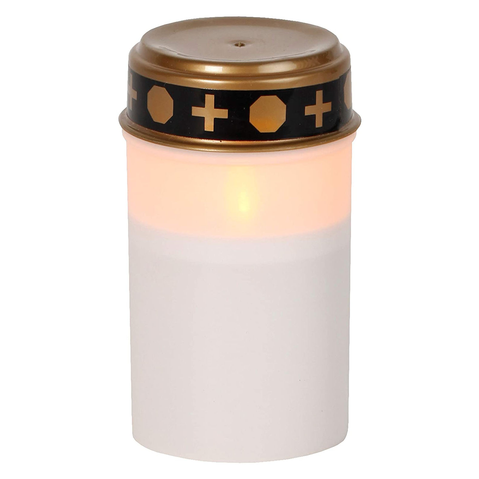 Grablicht Kunststoff mit LED flackernd weiss und goldene...