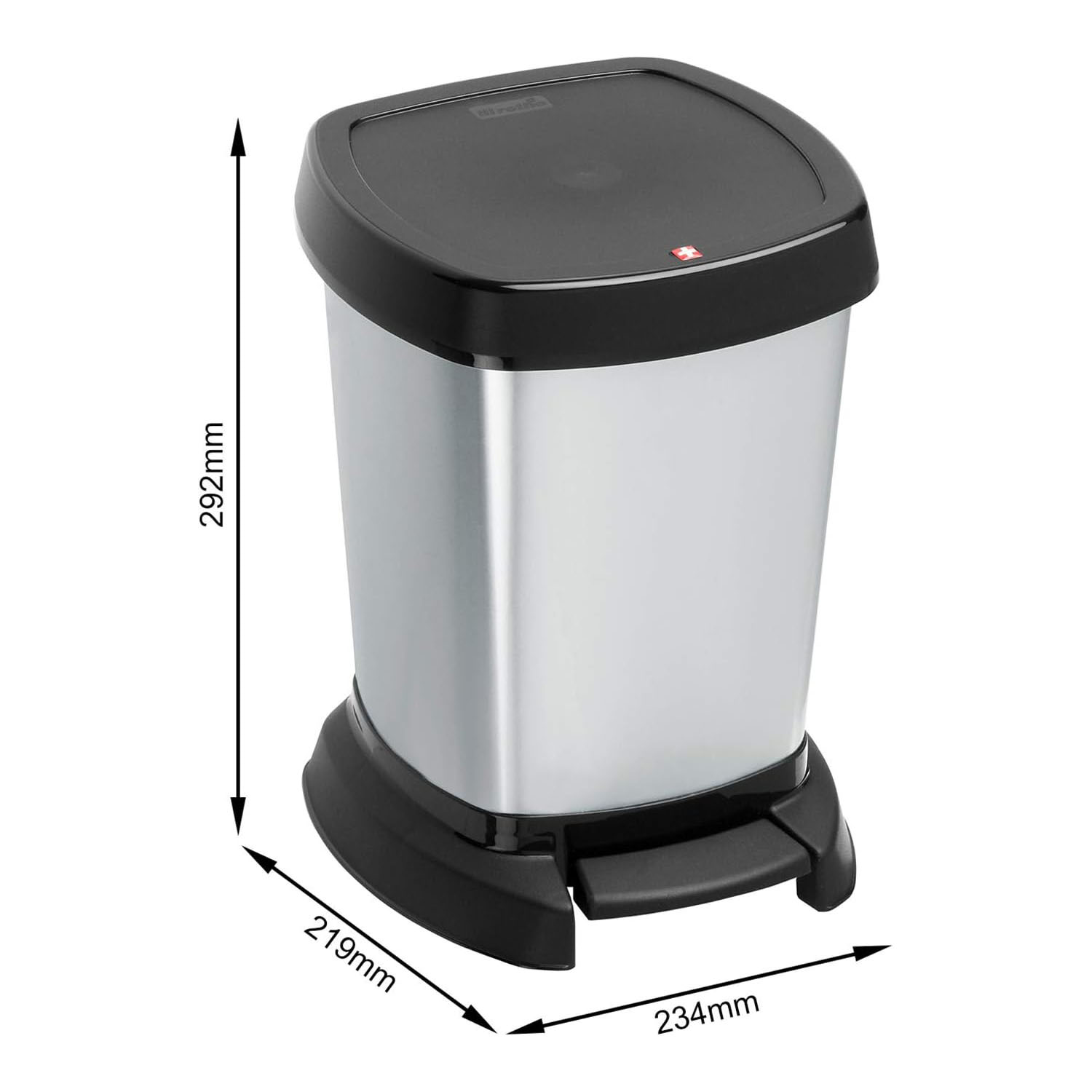 Rotho Kosmetikeimer 6L Paso schw./silber met.