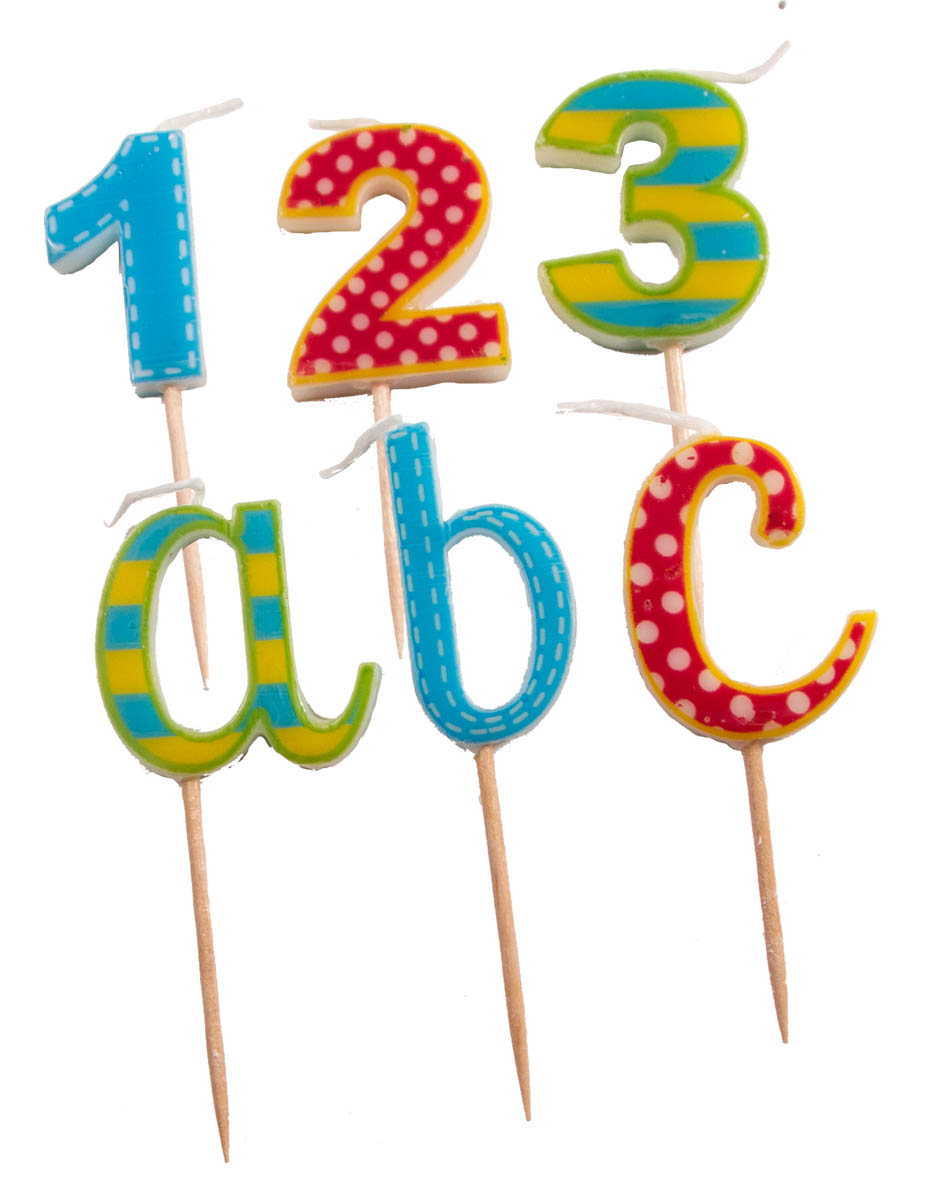 Kerze auf Pick 6 St�ck Schulanfang 123 Abc