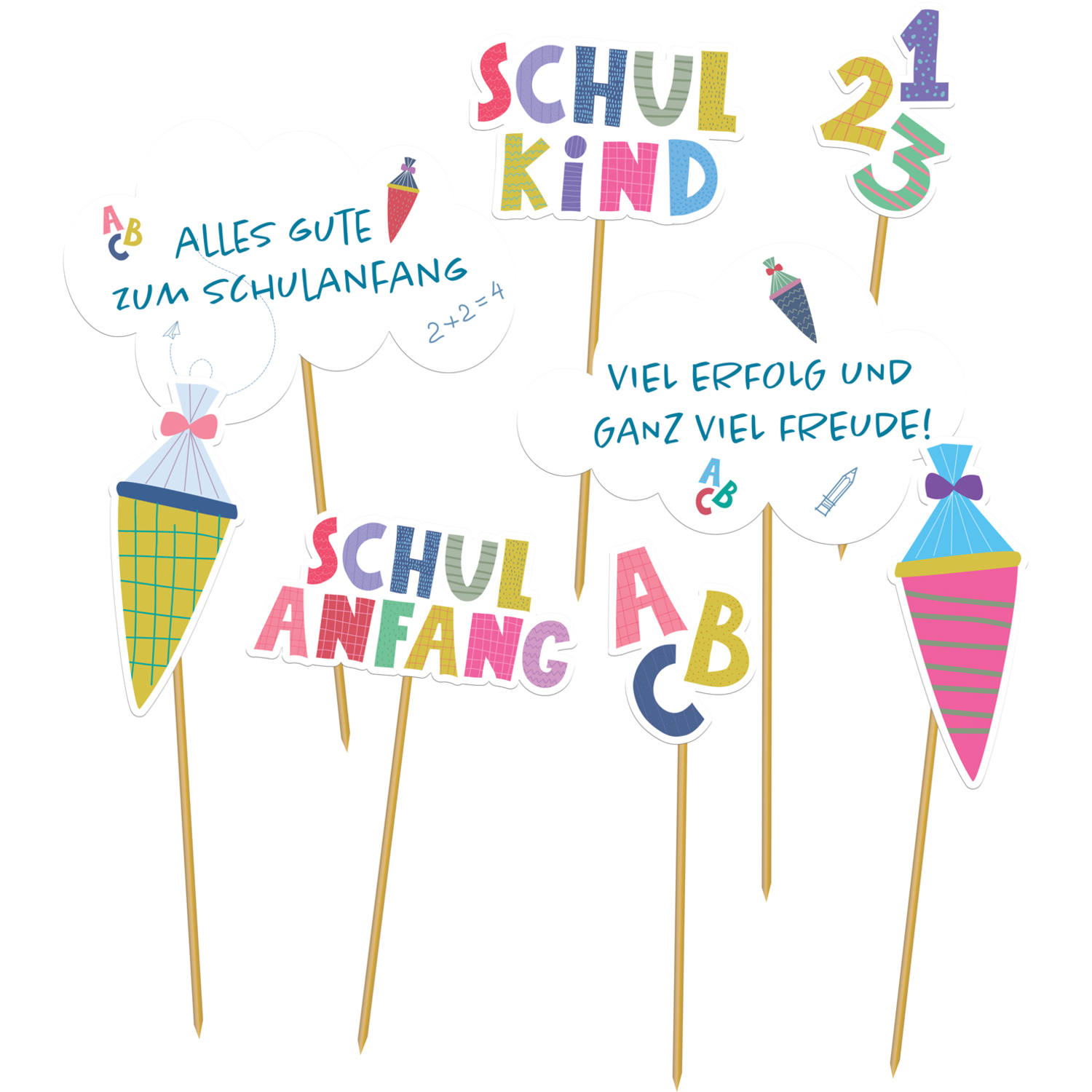 Partypicker Schulanfang 11cm - 8 St�ck