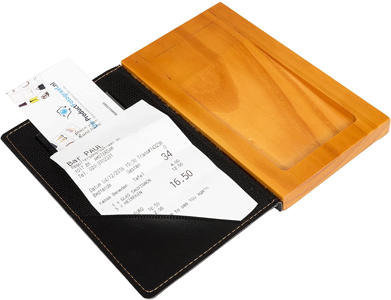 Securit Rechnungsmappe WOOD, aus Leder und Holz, schwarz