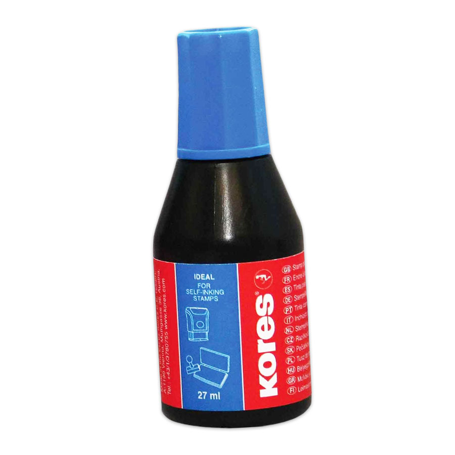 Kores Stempelfarbe, Inhalt: 27 ml, blau