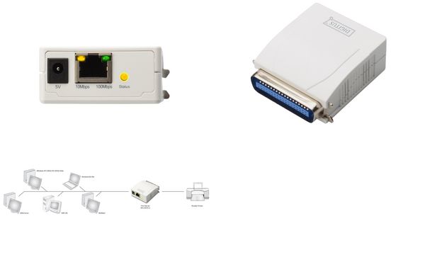DIGITUS Fast Ethernet Printserver, parallel, weiß