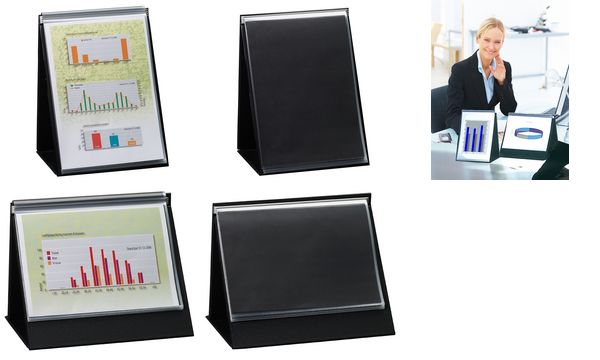 rillstab Tisch-Flipchart, A4 quer, schwarz, inkl. 20 Hüllen
