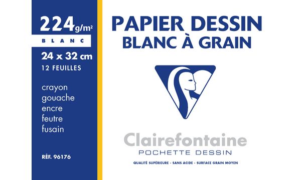Clairefontaine Zeichenpapier Blanc à Grain, 240 x 320 mm